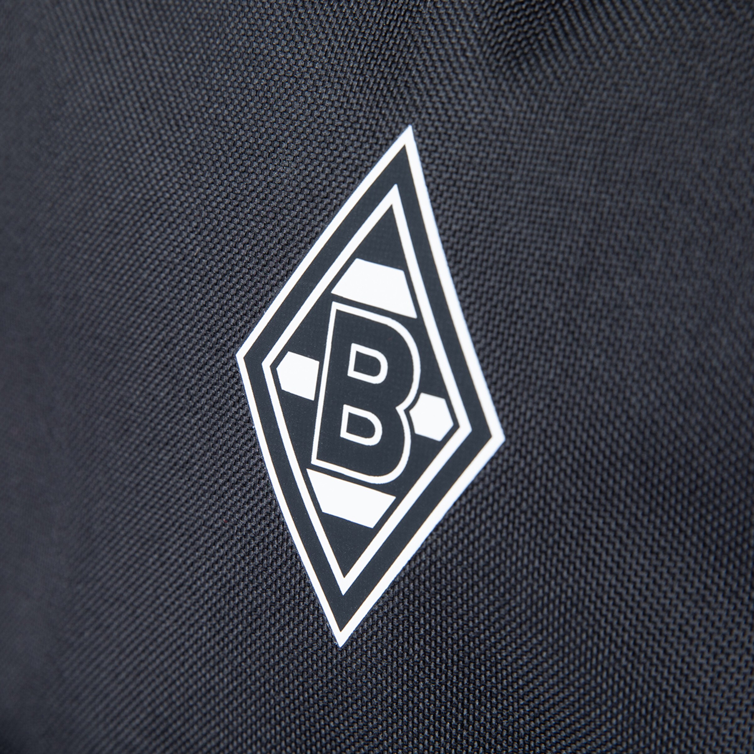 Logo von Borussia Mönchengladbach in Form eines Rhombus mit einem B und zwei Fußballsymbolen.