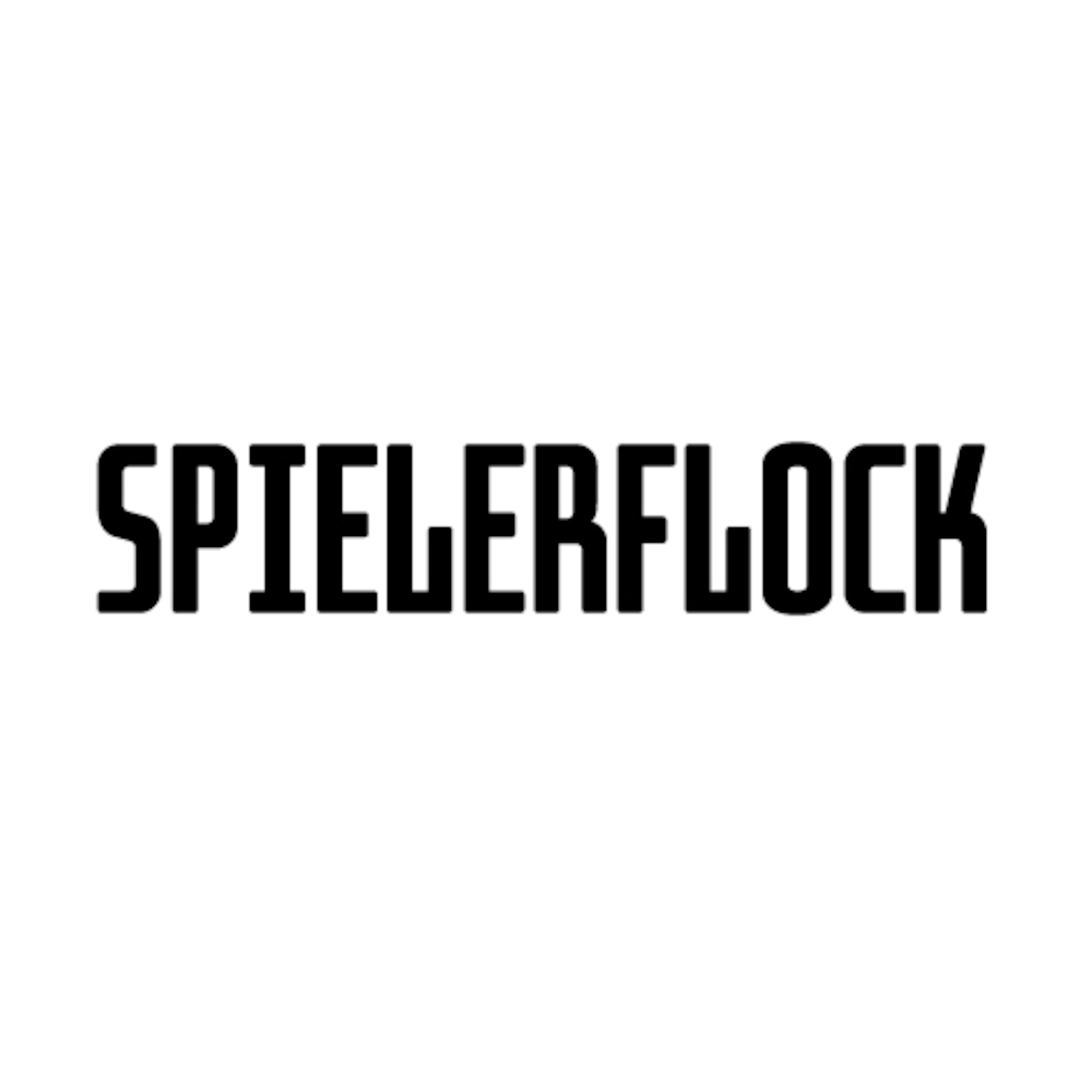 Der Schriftzug SPIELERFLOCK in fett schwarzer Schrift auf weißem Hintergrund.
