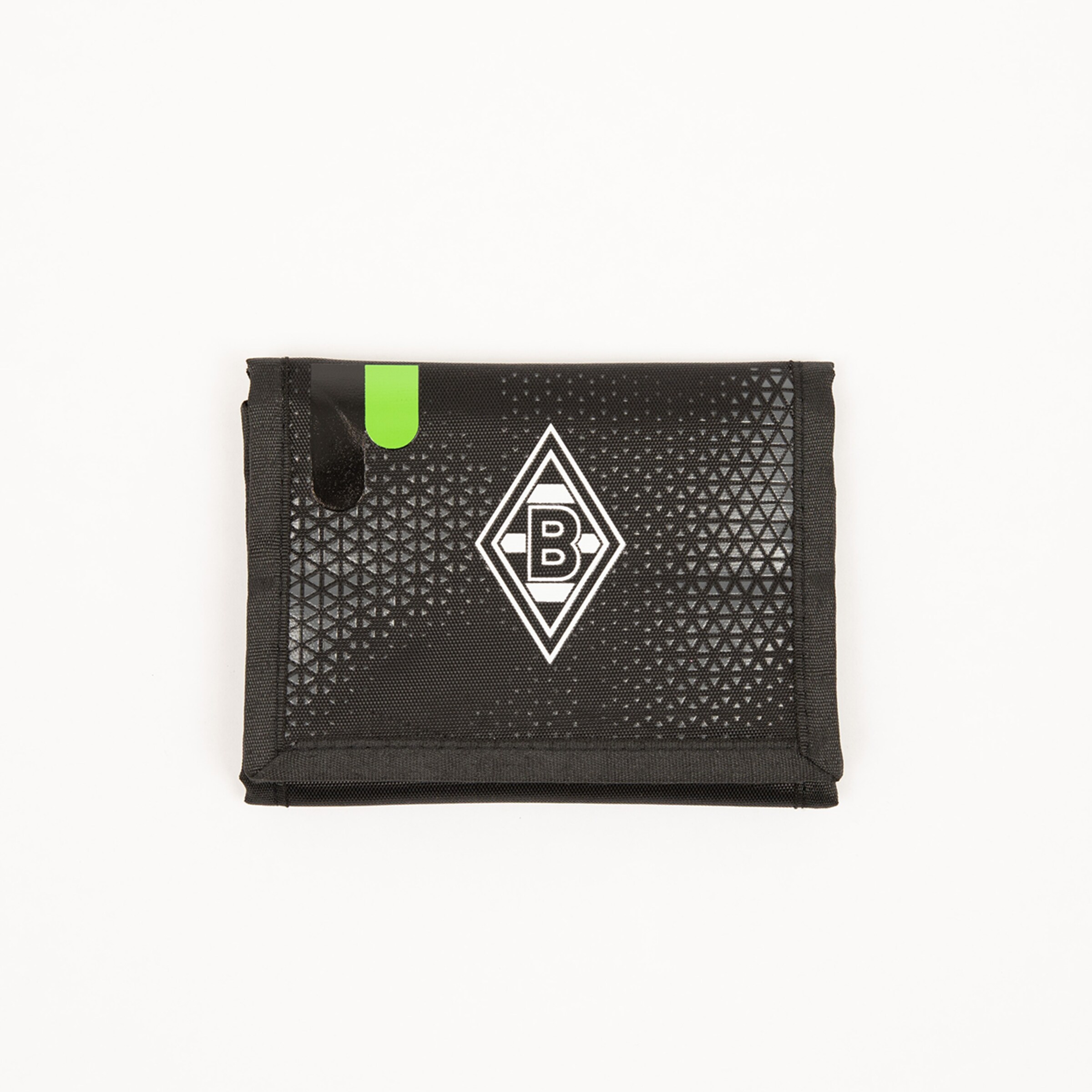 Schwarze Geldbörse mit dem logo von Borussia Mönchengladbach.