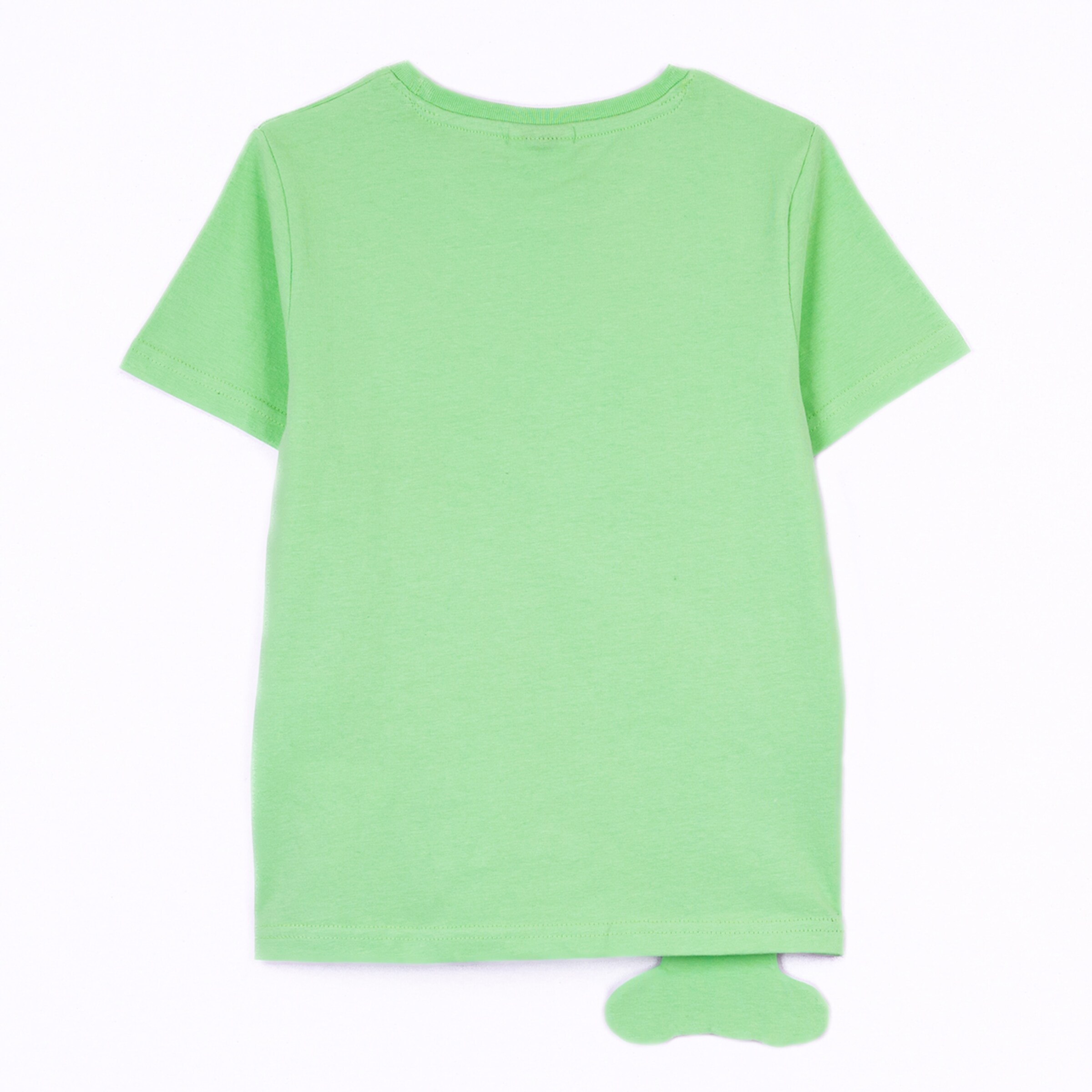 Grünes T-Shirt mit kurzen Ärmeln Rückansicht.