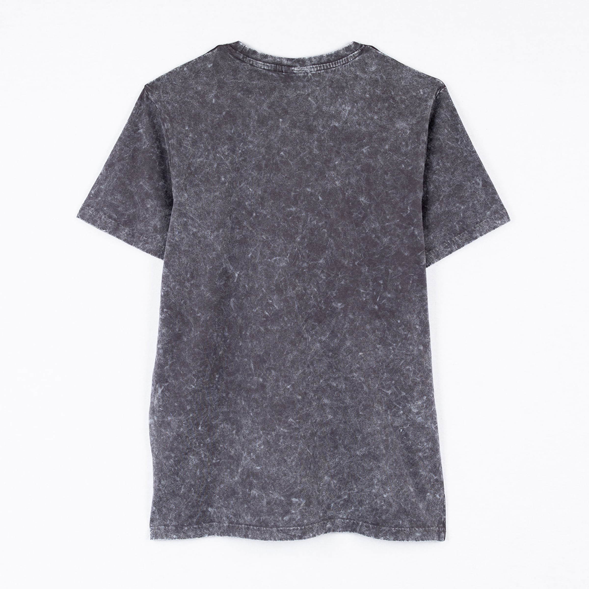 Graues T-Shirt mit einer lässigen gewaschenen Textur Rückansicht.