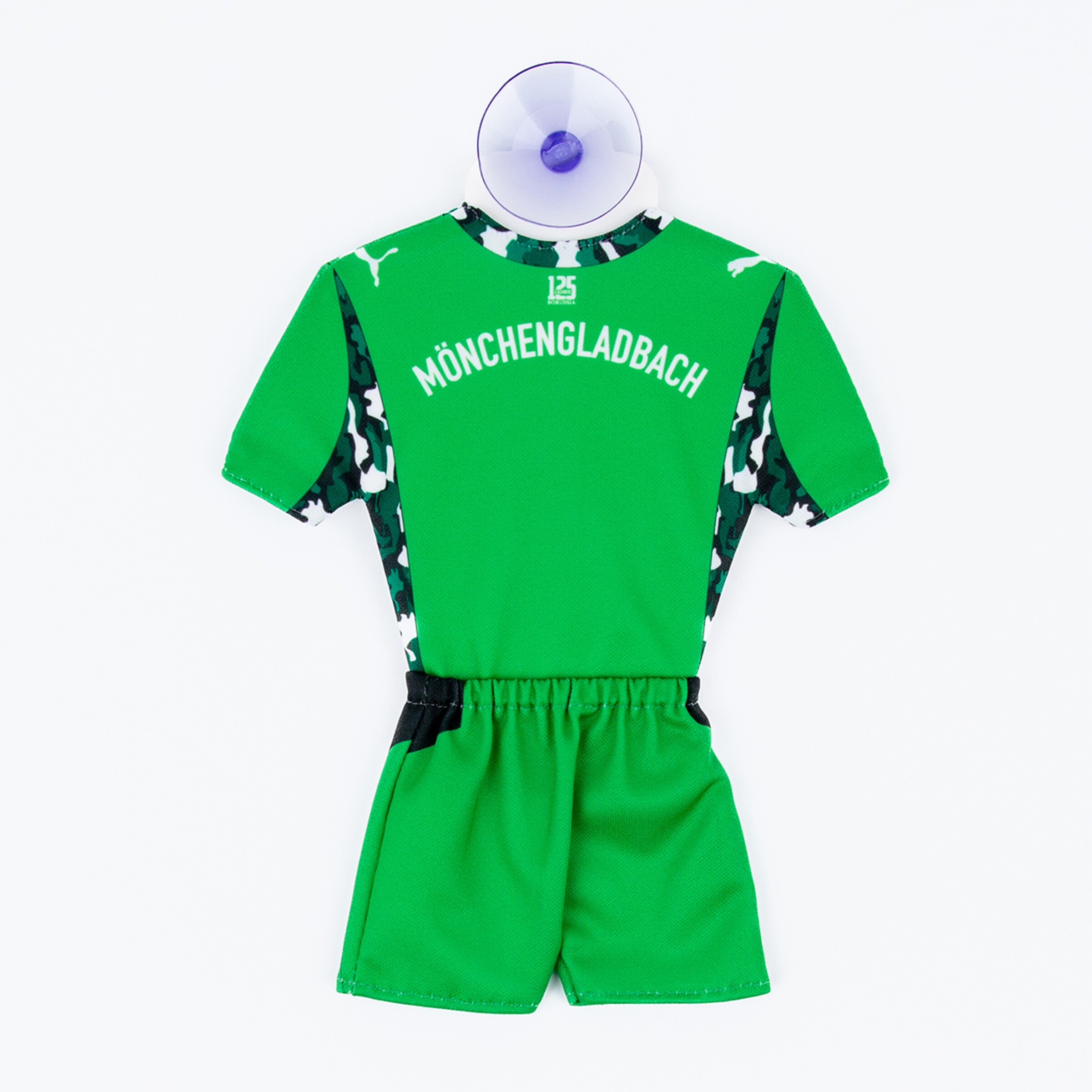 Grünes Fußballtrikot von Borussia Mönchengladbach mit camouflagemuster.