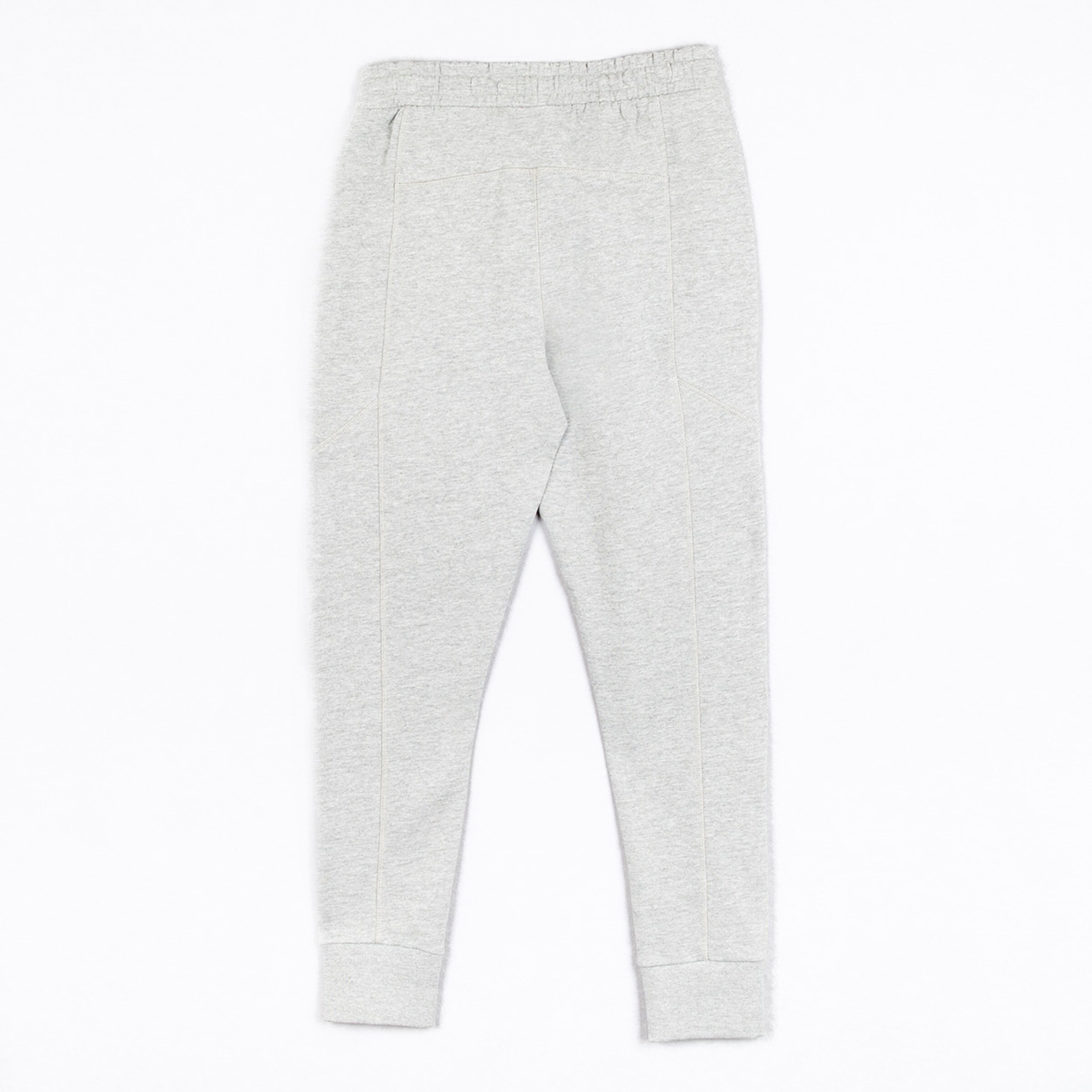Graue Jogginghose mit elastischem Bund und gerippten Bündchen.