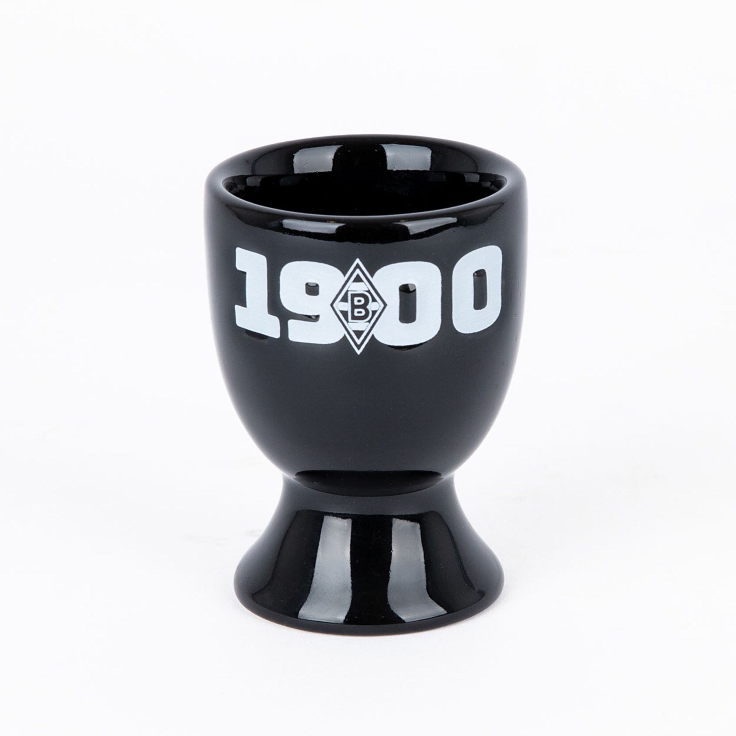 Shiny black egg cup featuring 1900 and the Borussia Mönchengladbach logo.