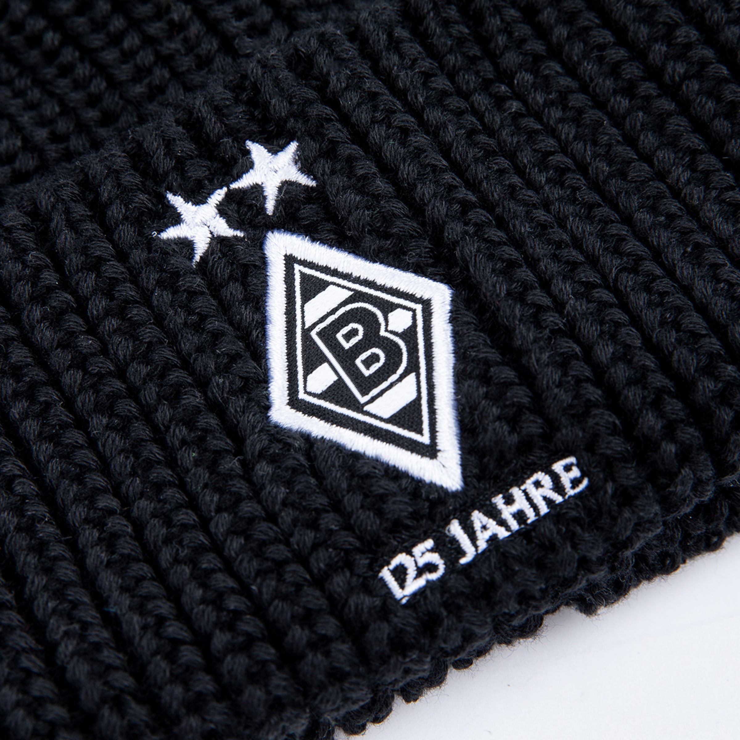Black beanie featuring the Borussia Mönchengladbach logo and the text 125 Jahre.