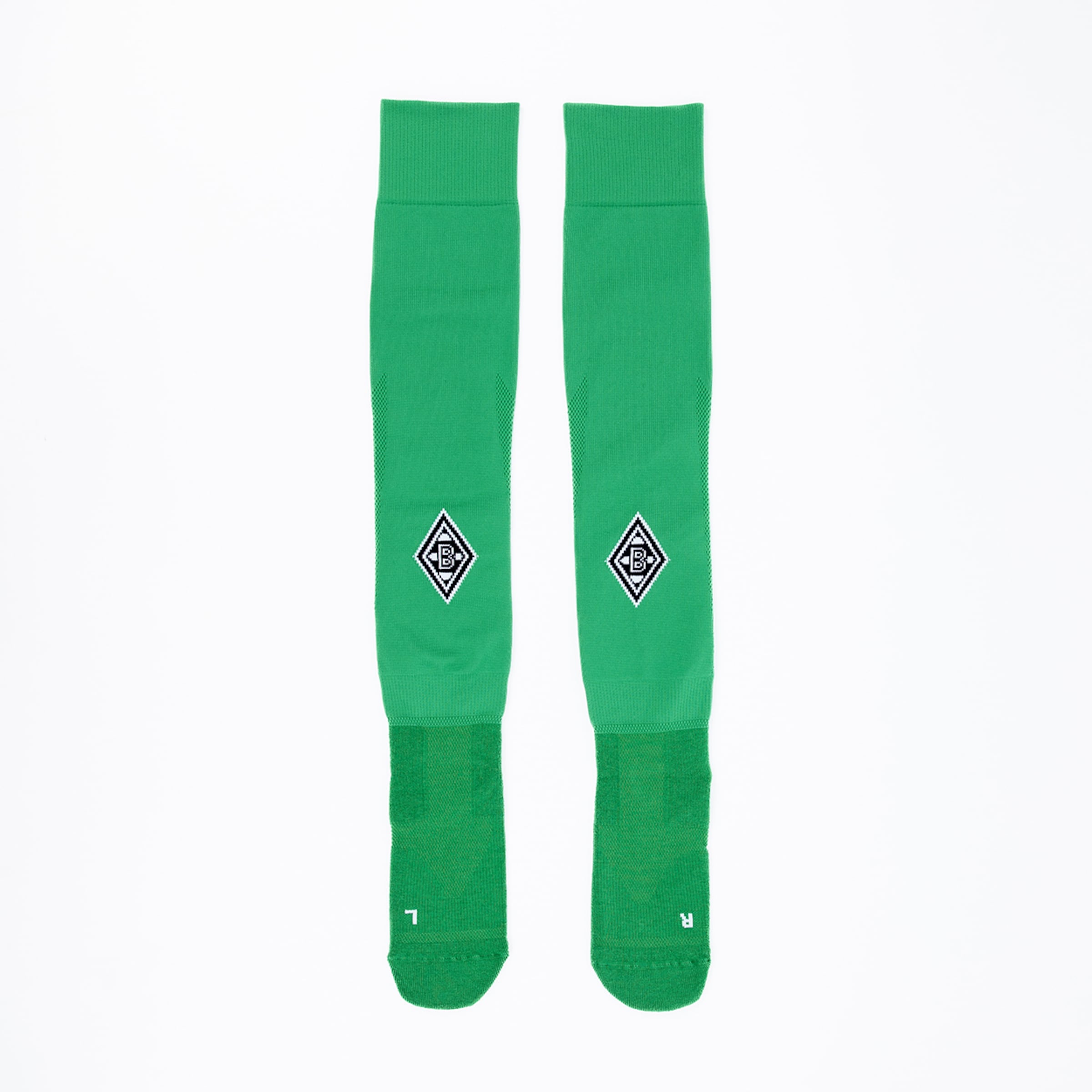 Green soccer socks with Borussia Mönchengladbach logo