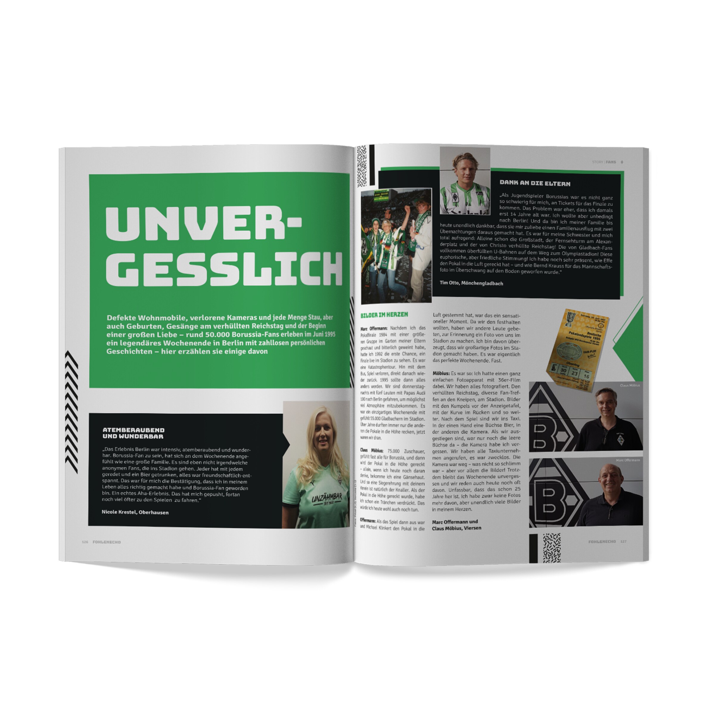 Article about unforgettable moments of the club featuring photos of staff and fans.