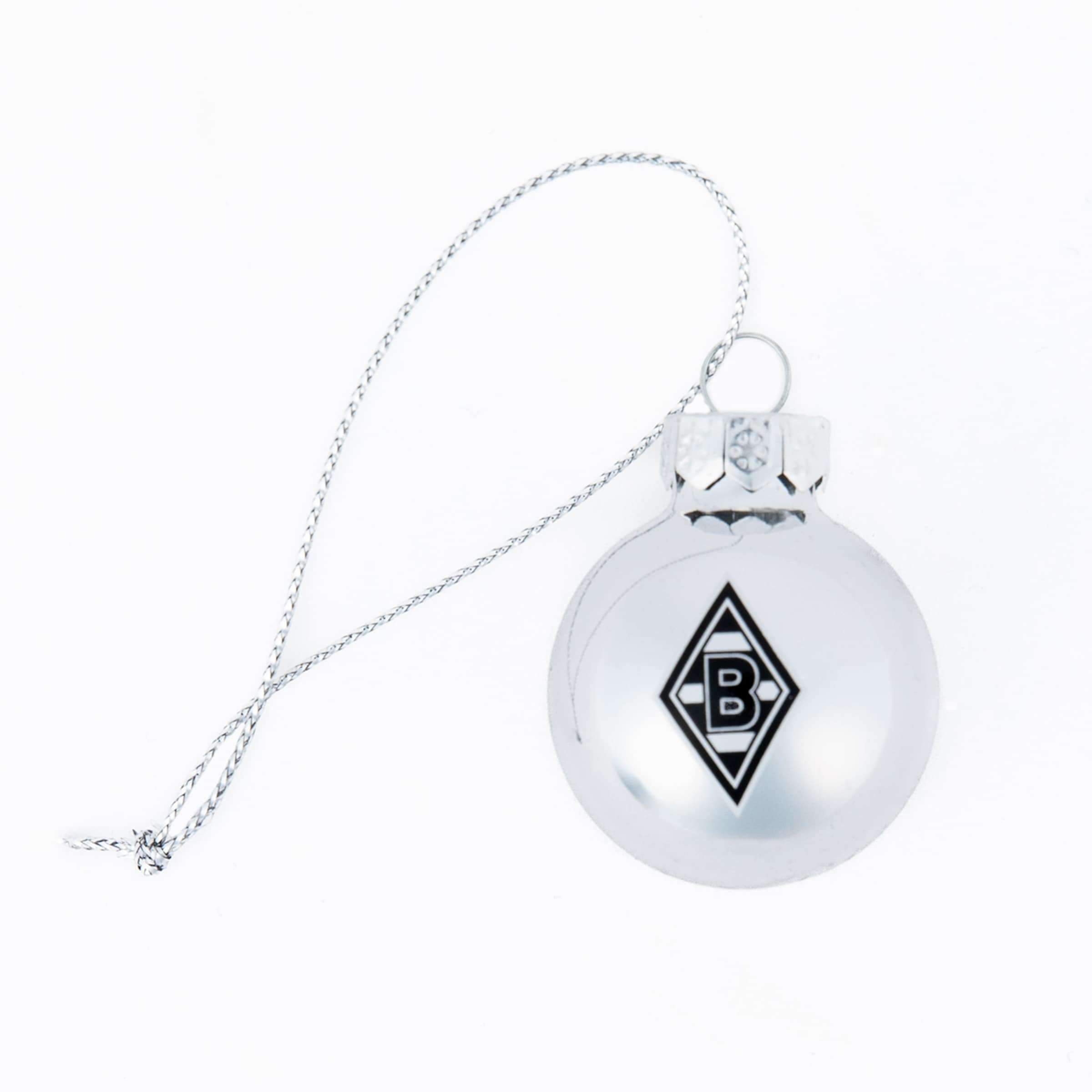 Silver Christmas ornament featuring Borussia Mönchengladbach logo.