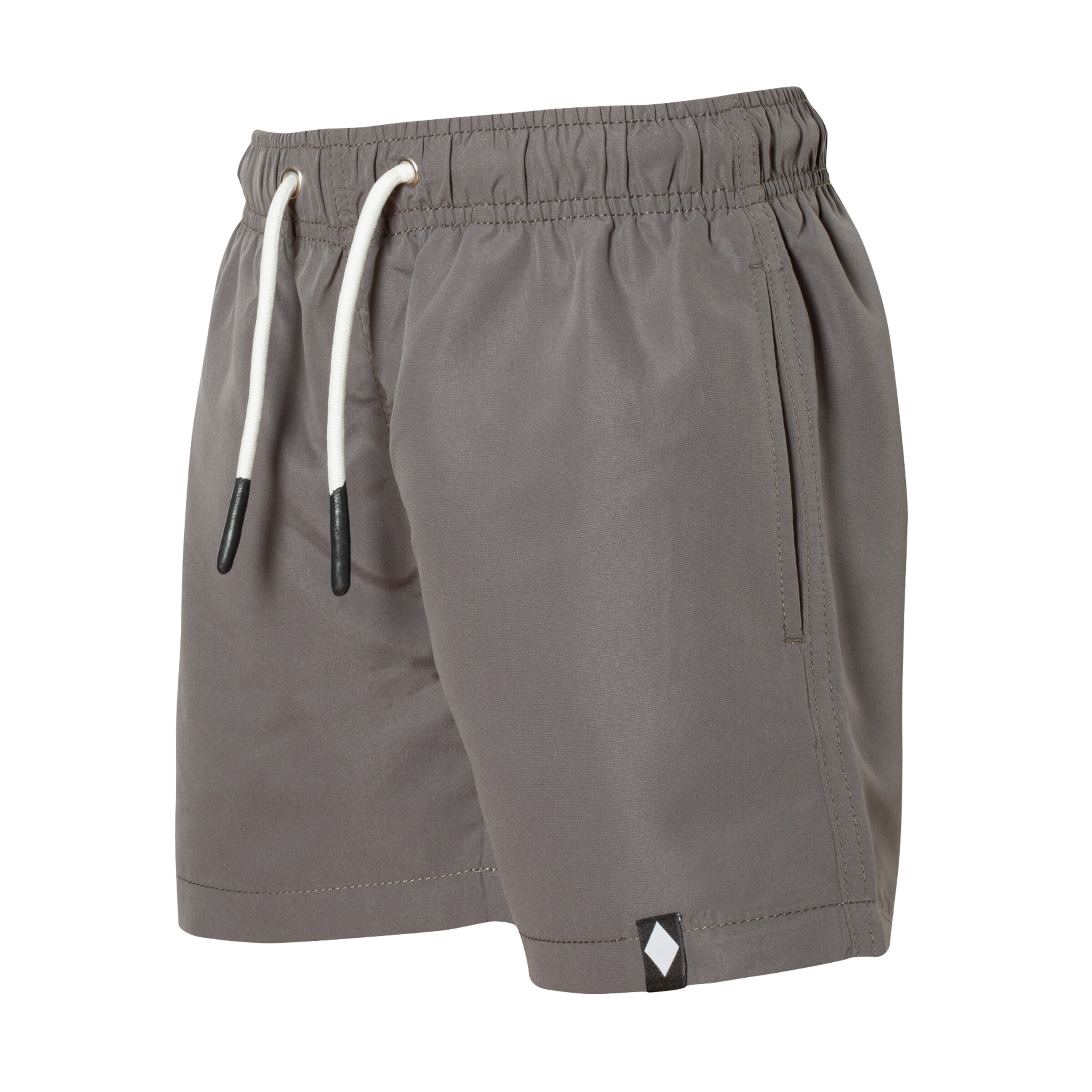 Grau kurze Sporthose mit elastischem Bund und Kordelzug Seiten- und Gesäßtaschen.