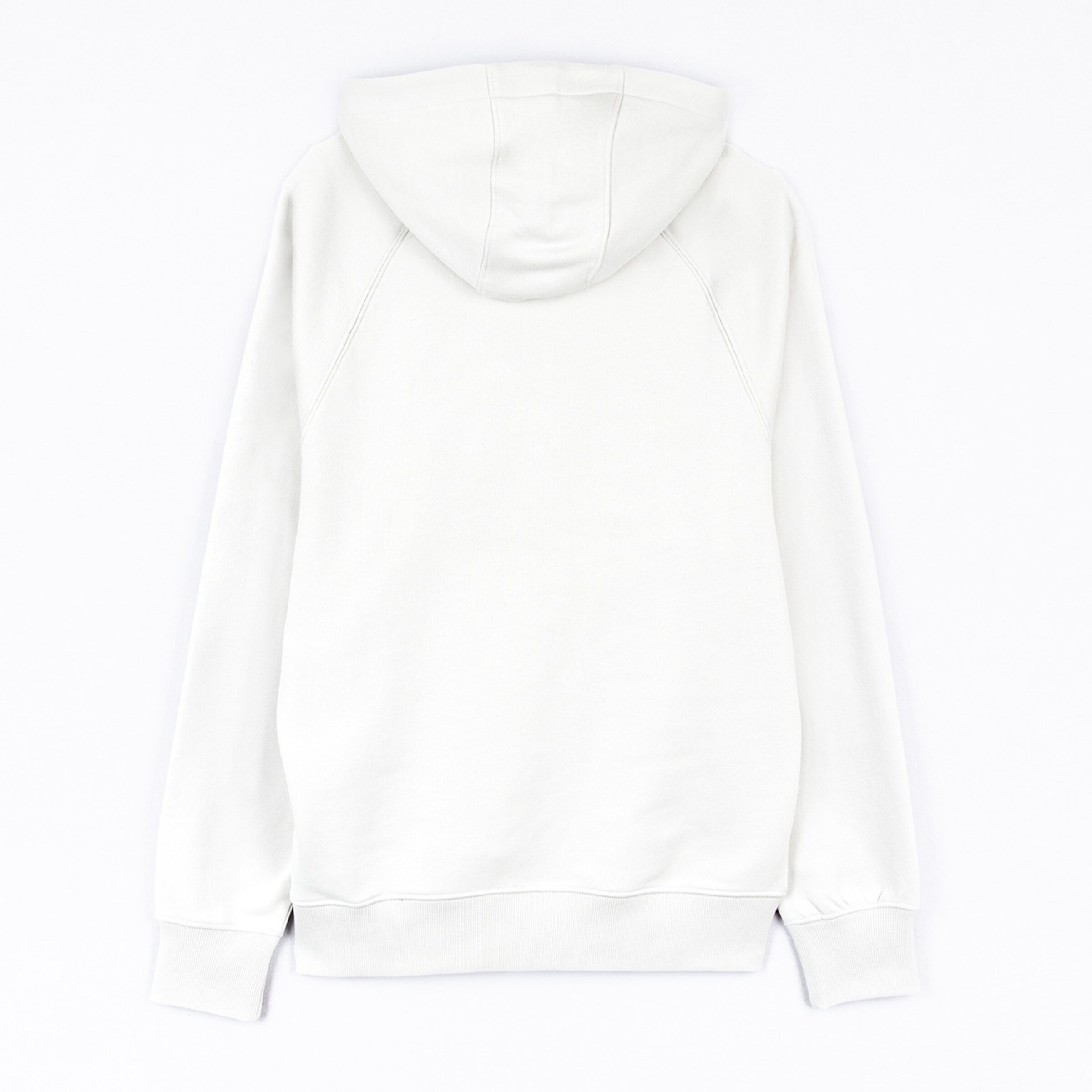 Helle einfarbige Kapuzenjacke Rückansicht.