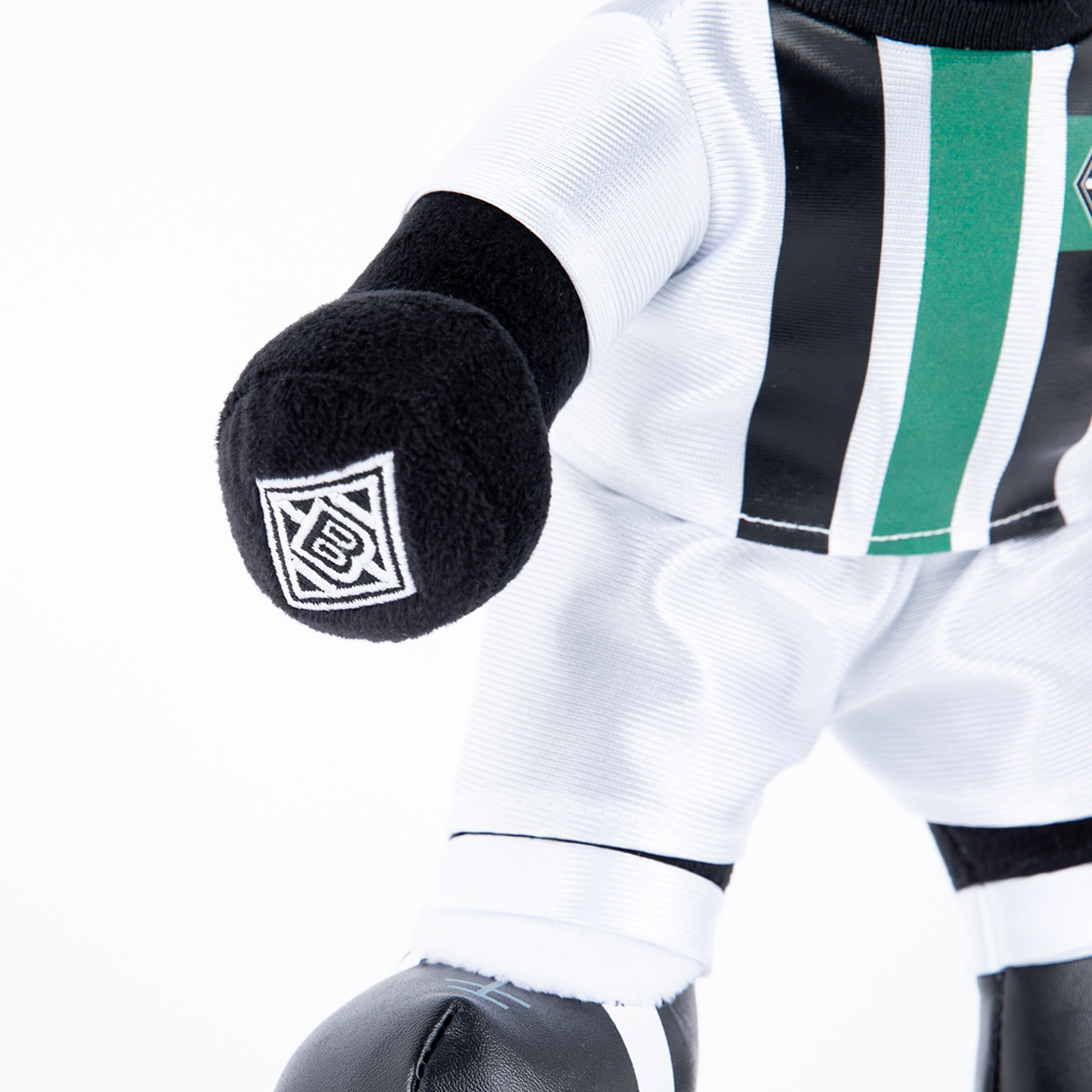 Stofffigur im Borussia Mönchengladbach Trikot mit Logo.