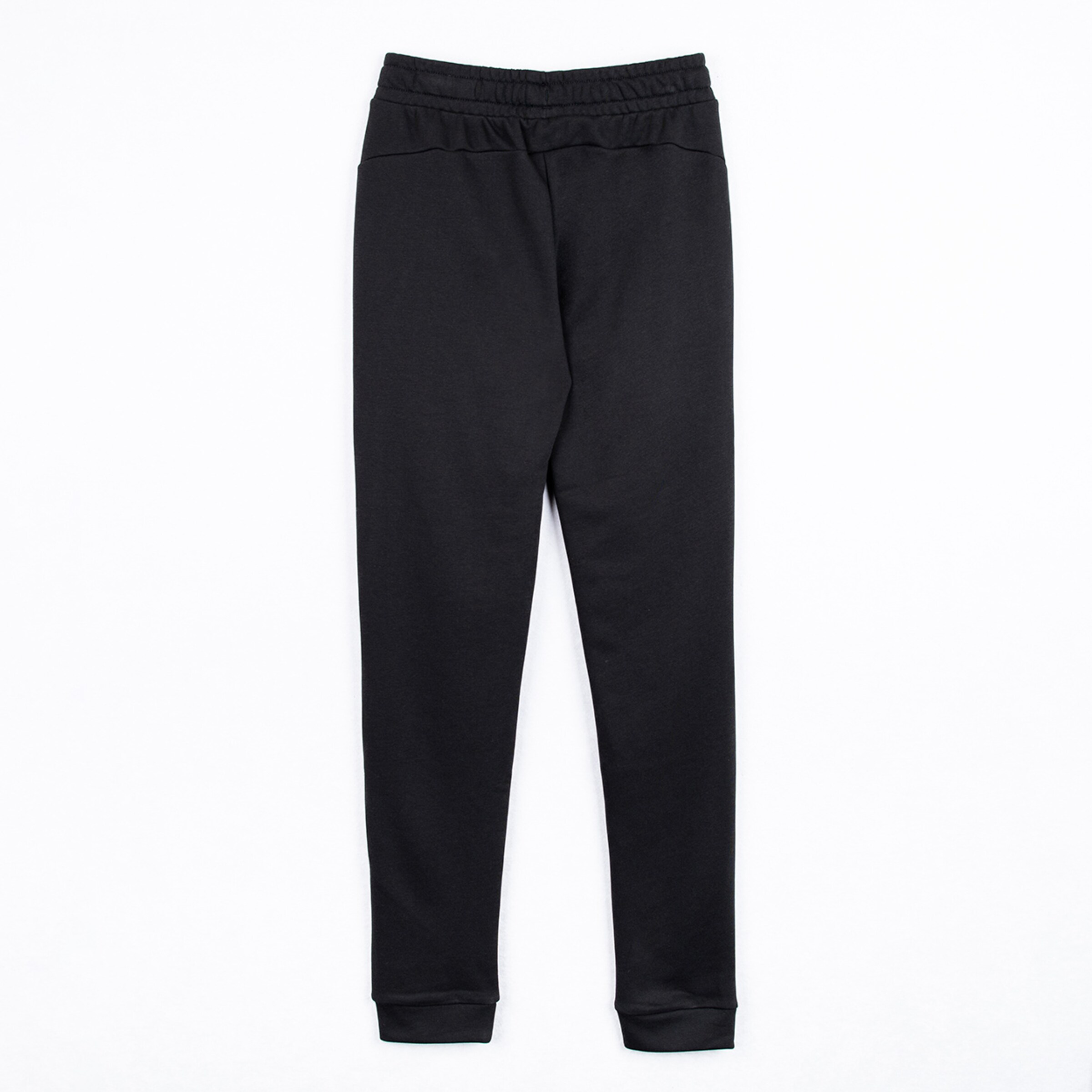 Black athletic leggings with elastic waistband and ankle cuffs.