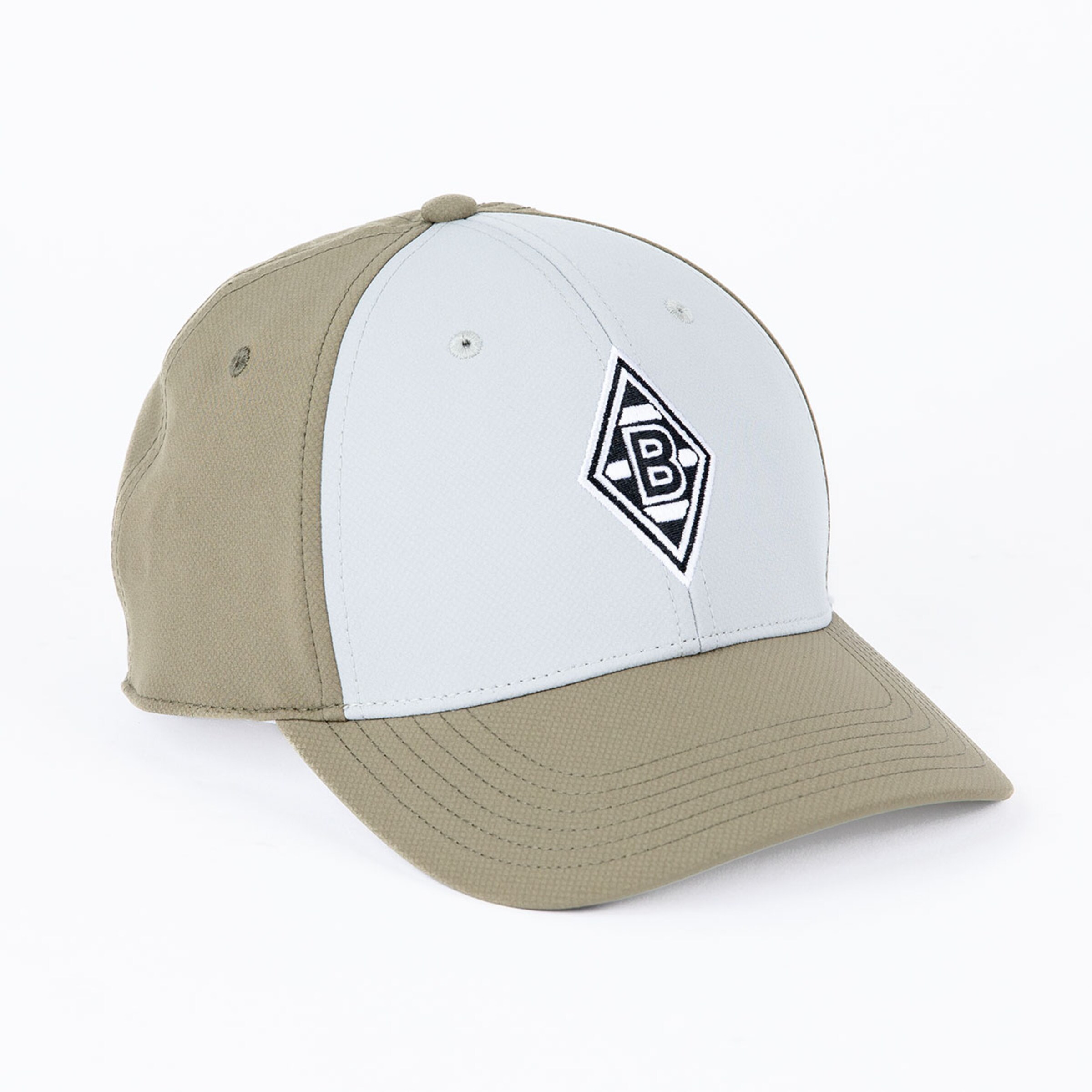 Cap in beige and gray featuring the Borussia Mönchengladbach logo.