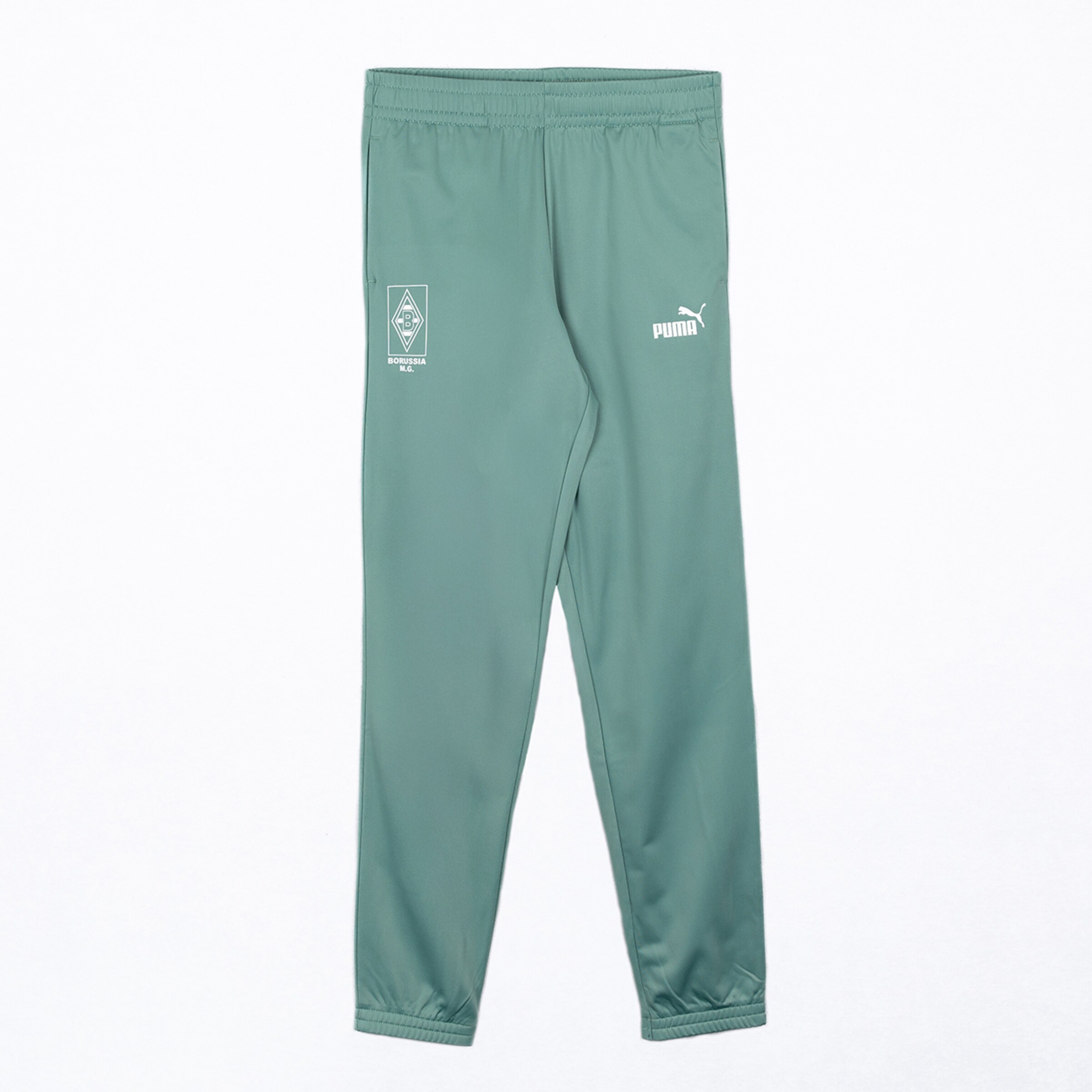 Graue Trainingshose mit Logo von Borussia Mönchengladbach und Puma.