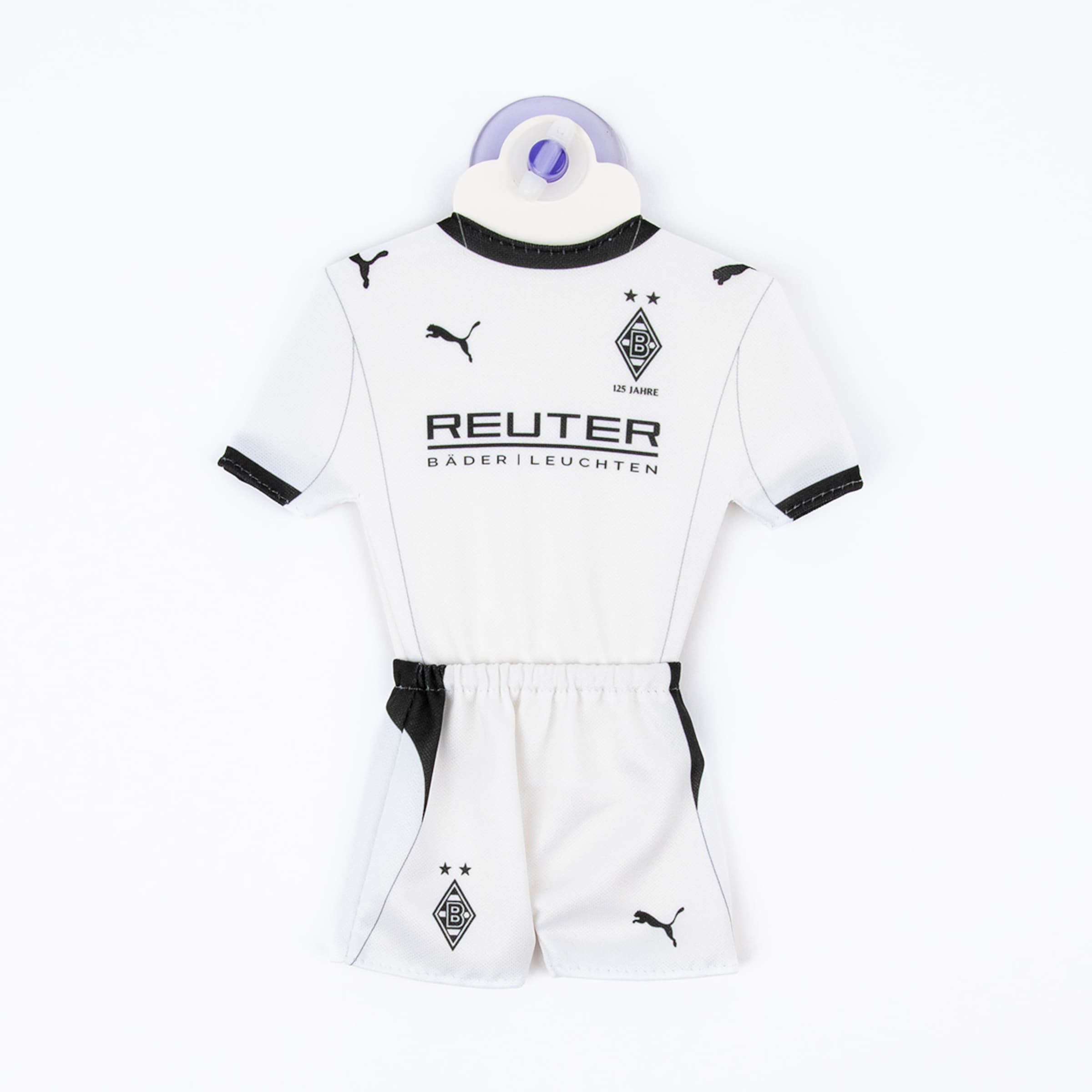 Mini-Trikot von Borussia Mönchengladbach mit Puma-Logo und Sponsorenaufdruck.