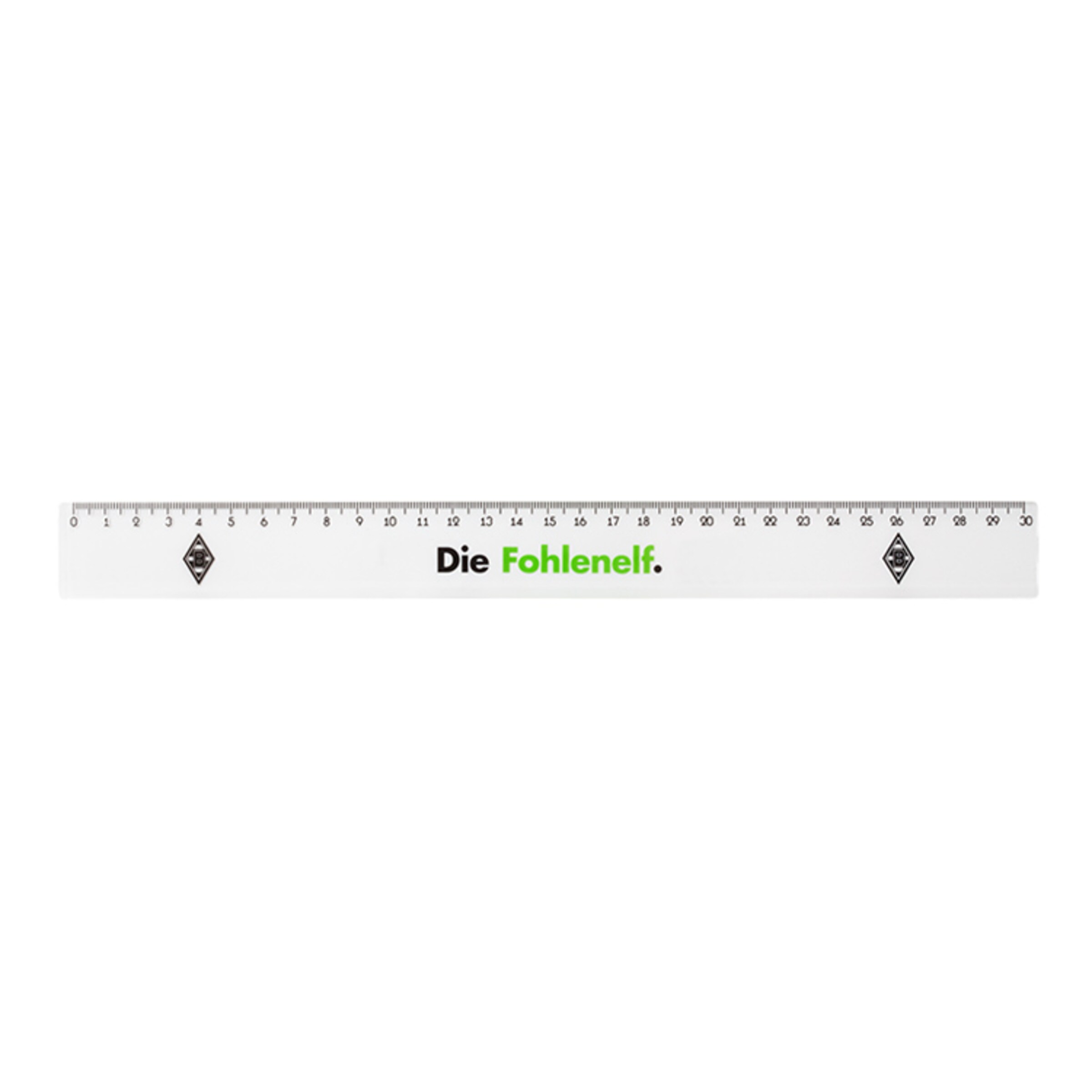 Lineal mit Schriftzug Die Fohlenelf. und Markierungen bis 30 cm.