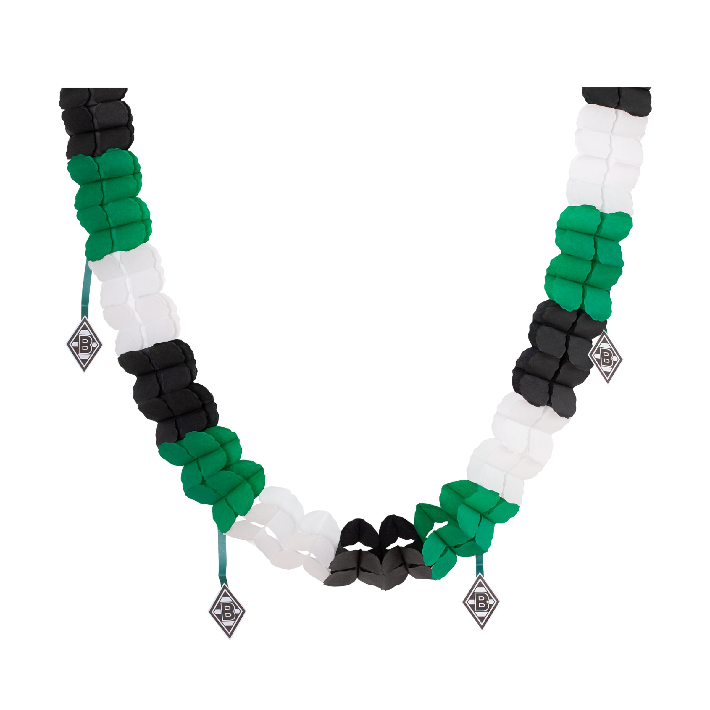Schal im Vereinsdesign von Borussia Mönchengladbach bestehend aus schwarz grün und weiß.