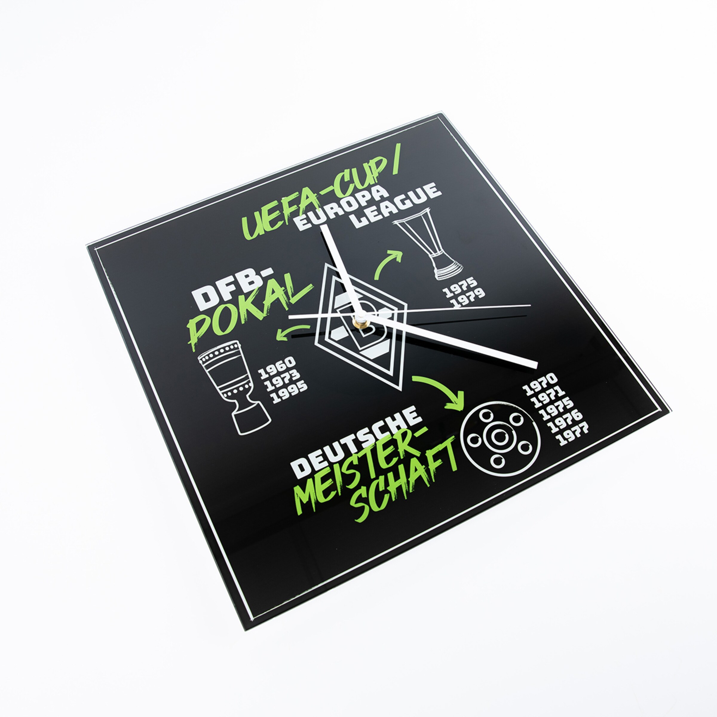 Infographic detailing key club achievements of Borussia Mönchengladbach with years and trophies.