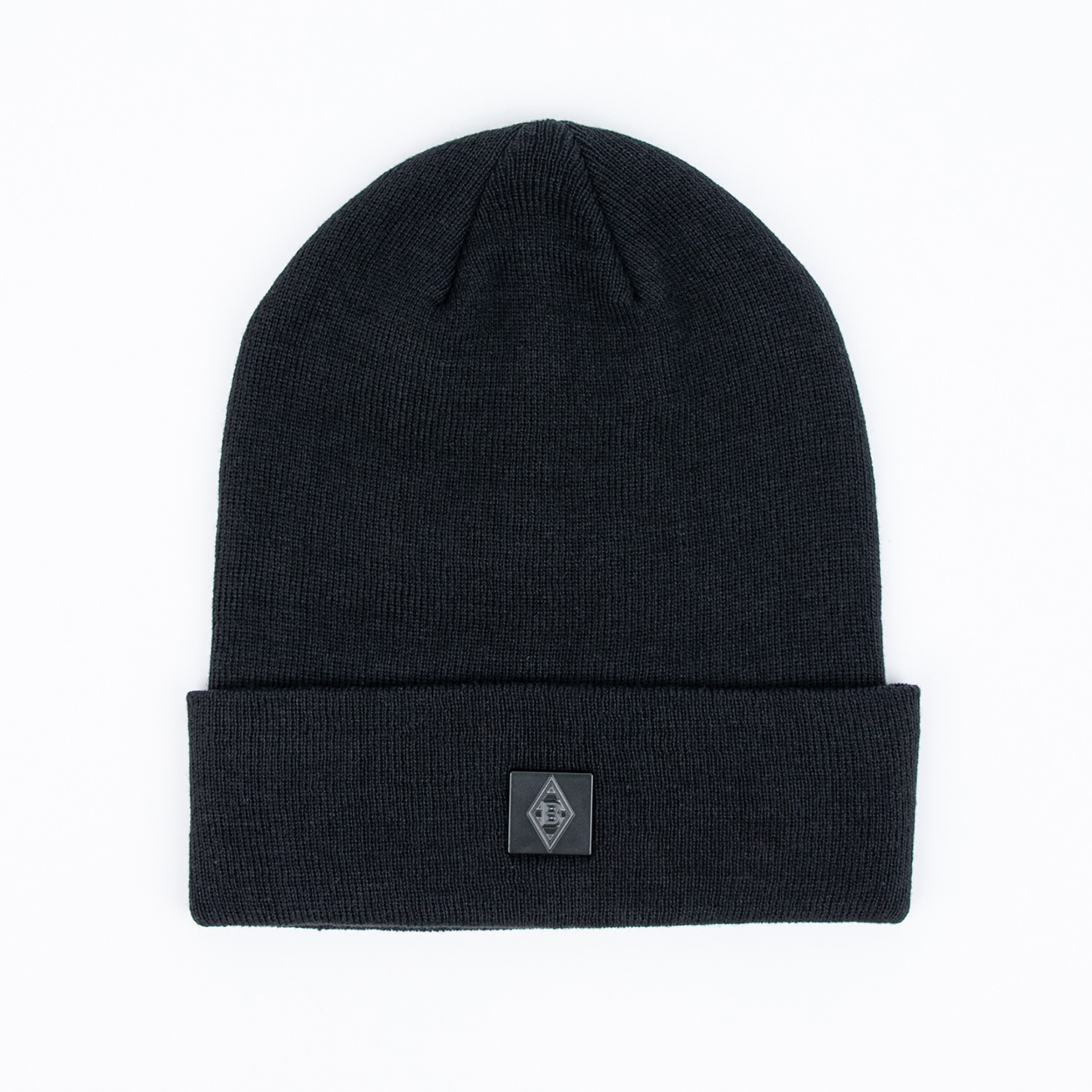 Schwarze Mütze mit einem aufgenähten Logo von Borussia Mönchengladbach.