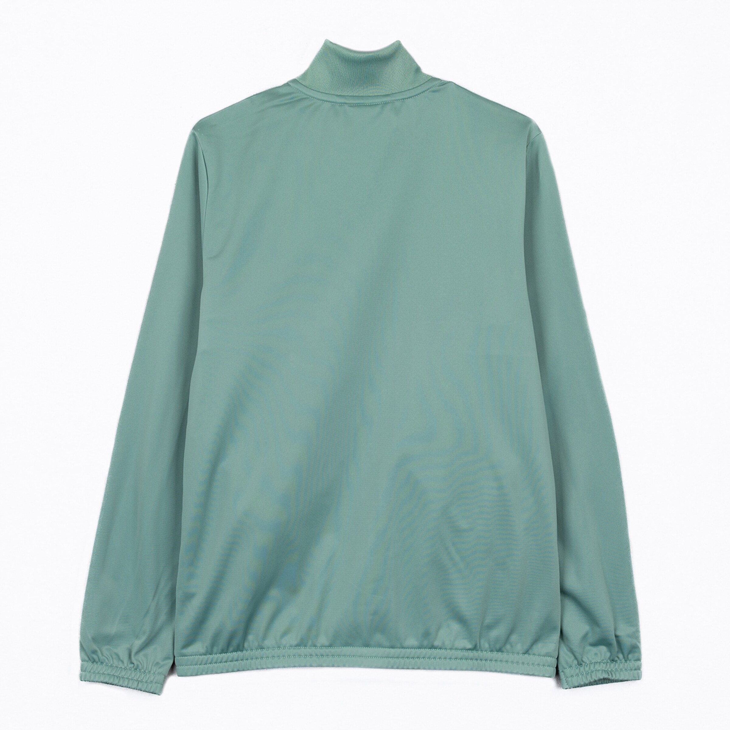 Sportjacke in Türkis mit hohem Kragen und langen Ärmeln Rückansicht.