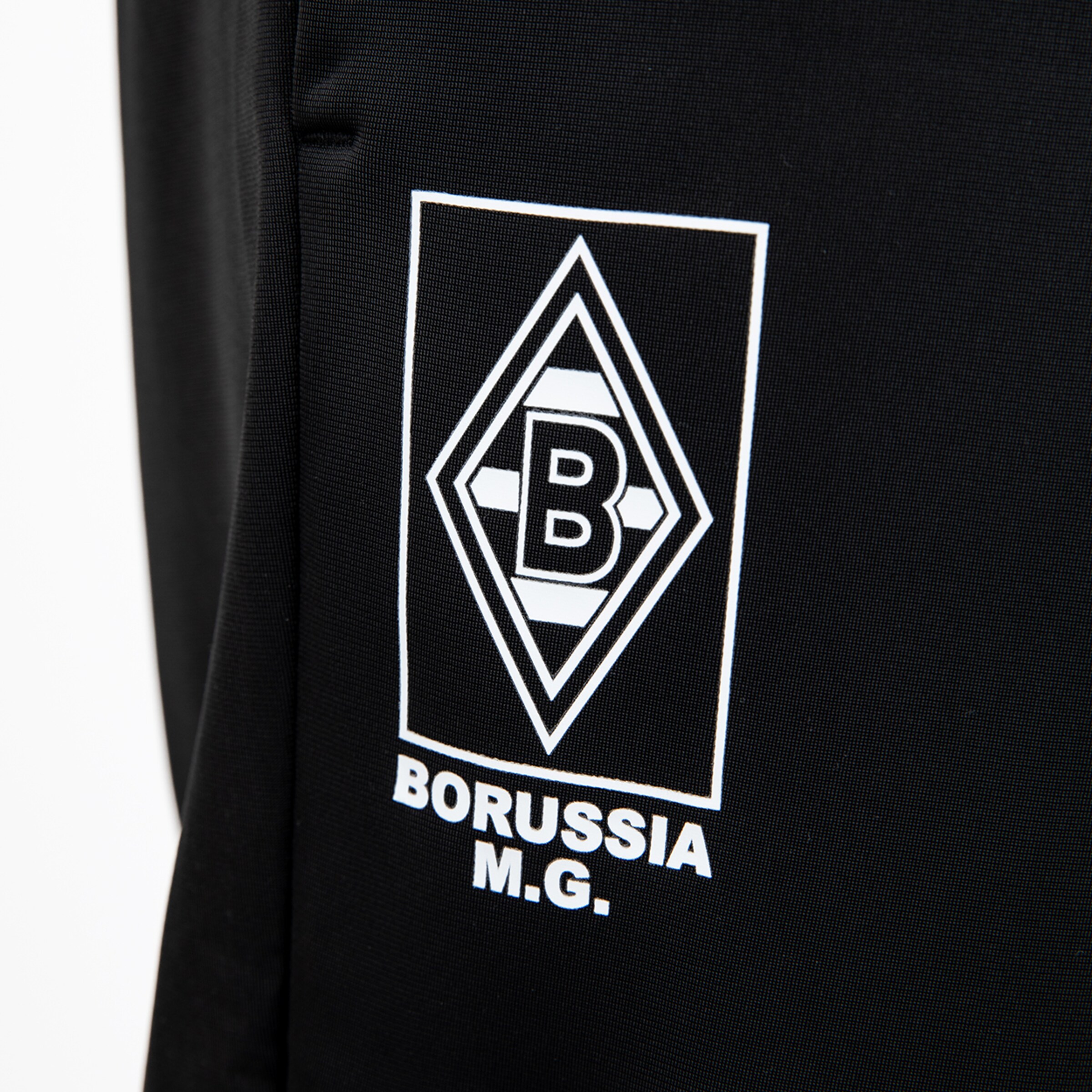Black and white logo of Borussia Mönchengladbach with the text BORUSSIA M.G.