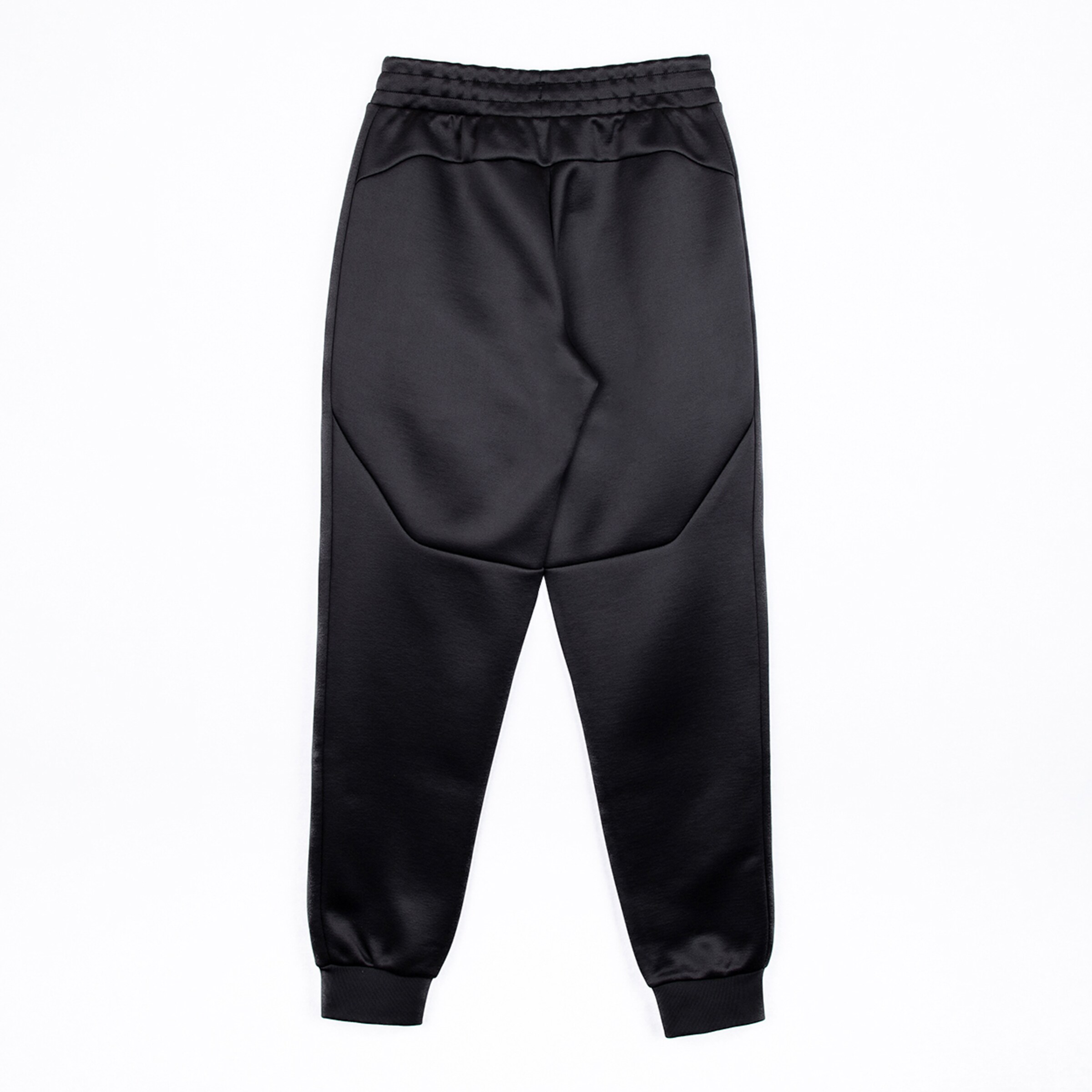 Schwarze Sporthose mit elastischem Bund und Bündchen.