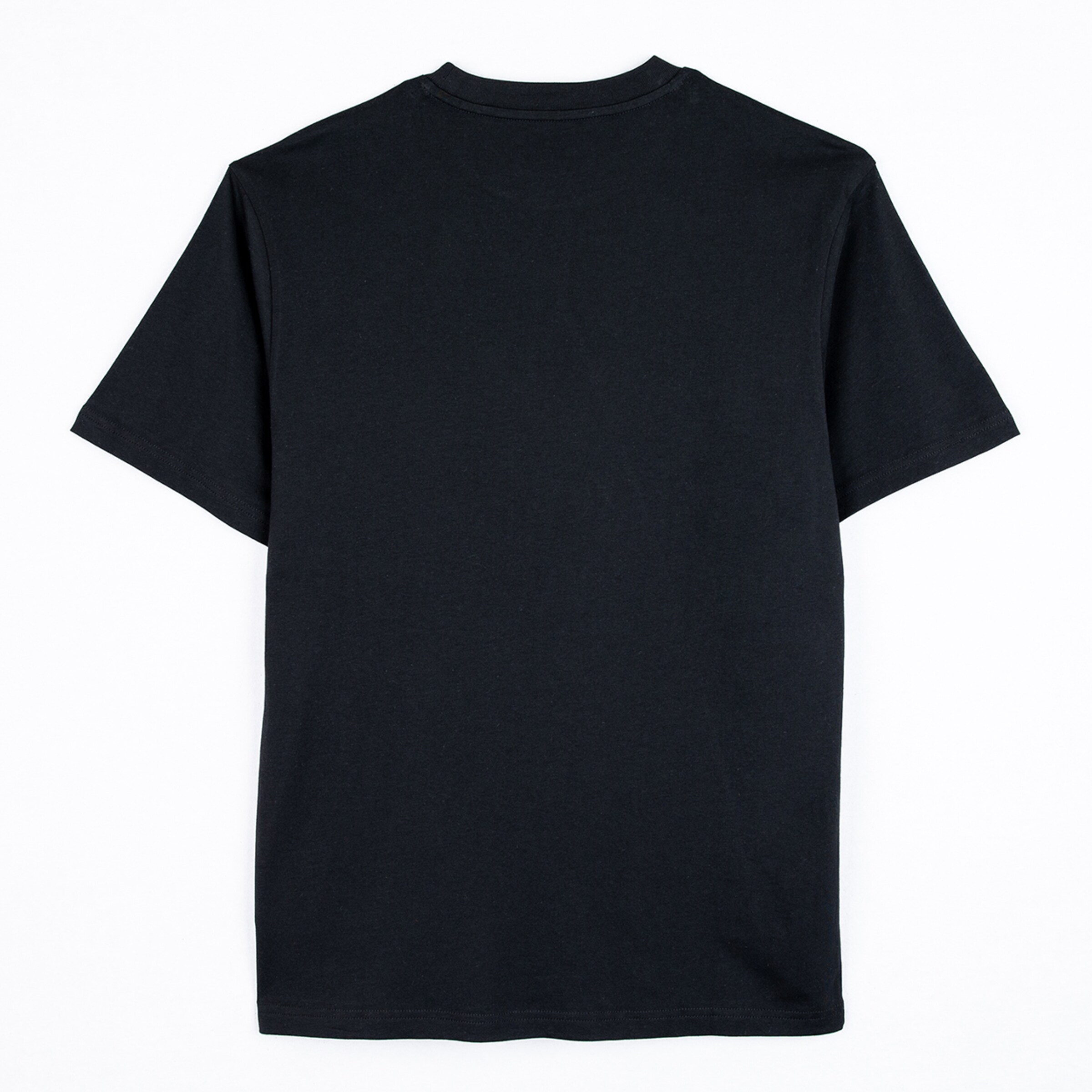 Schwarzes T-Shirt von hinten ohne Aufdruck oder Details.