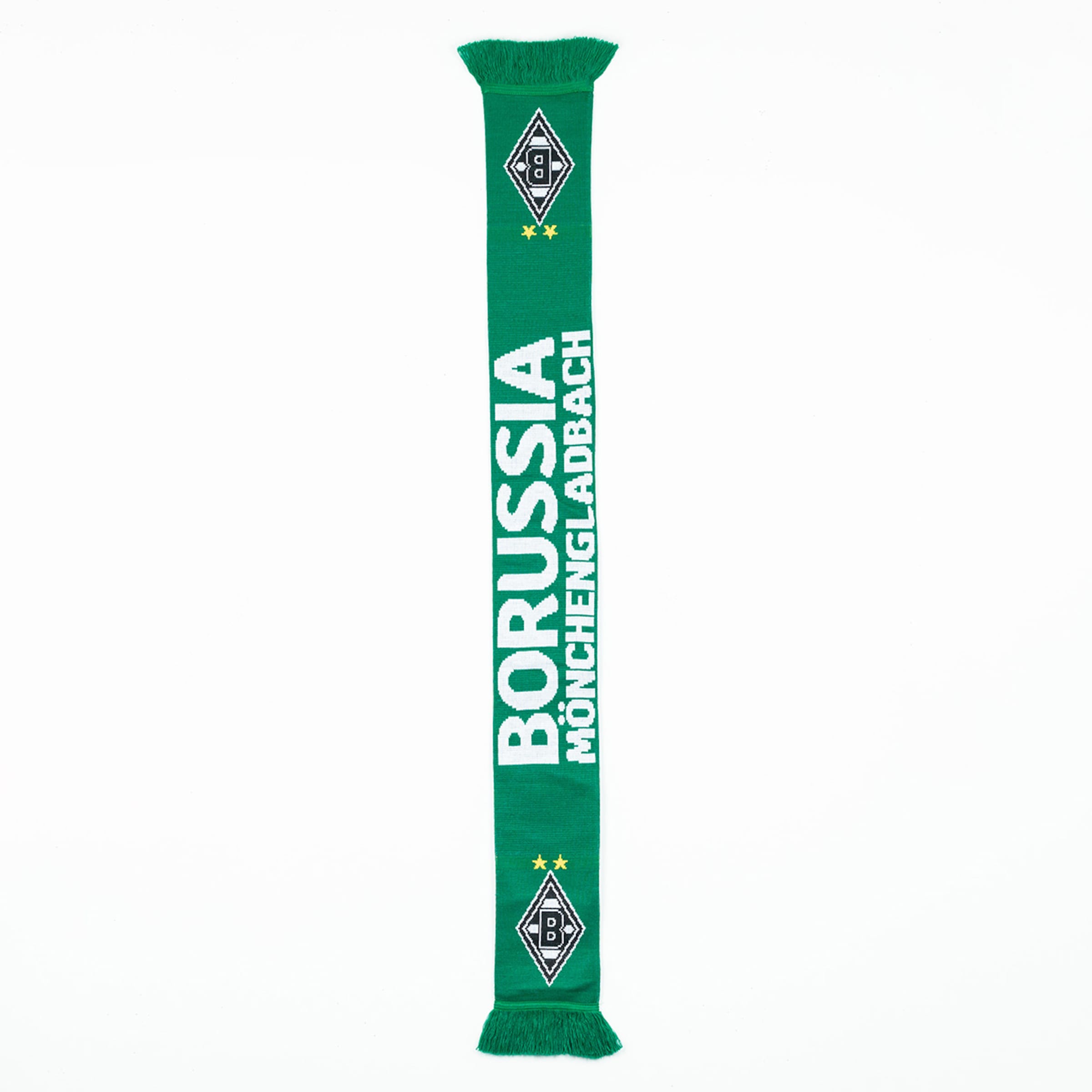 Grüner Schal mit der Aufschrift Borussia Mönchengladbach.