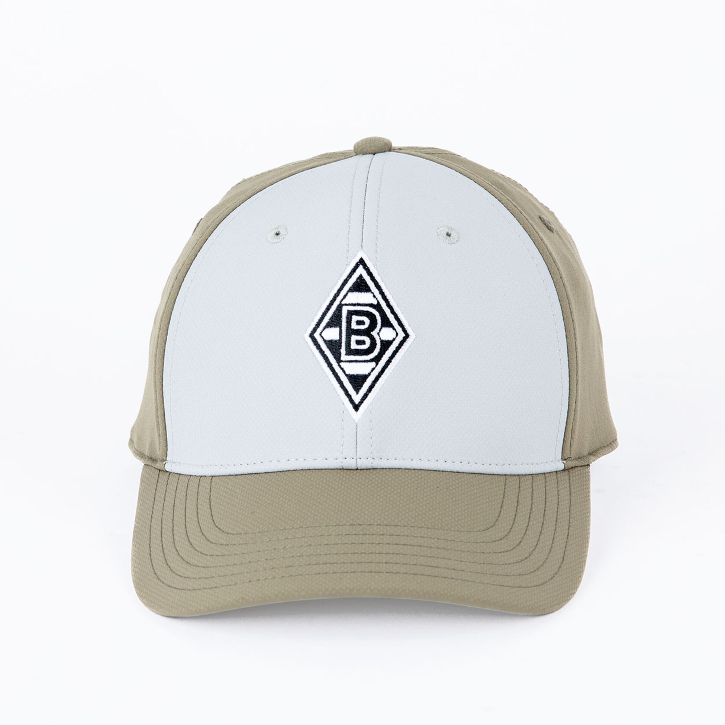 Gray and beige cap featuring the black Borussia Mönchengladbach logo.