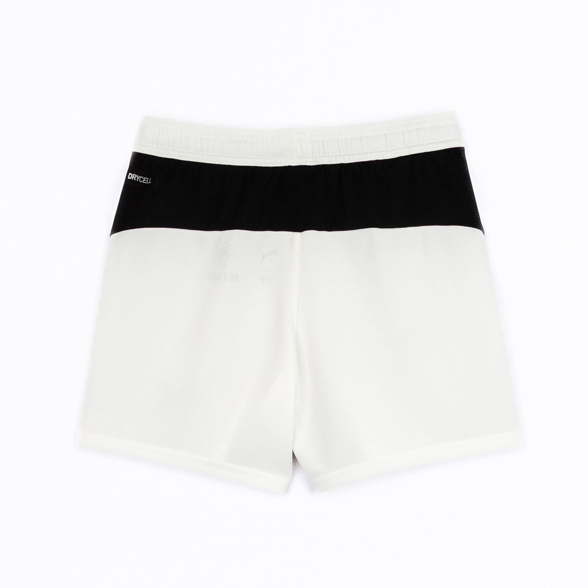 Weiße Shorts mit schwarzem Elastikeinsatz an der Taille