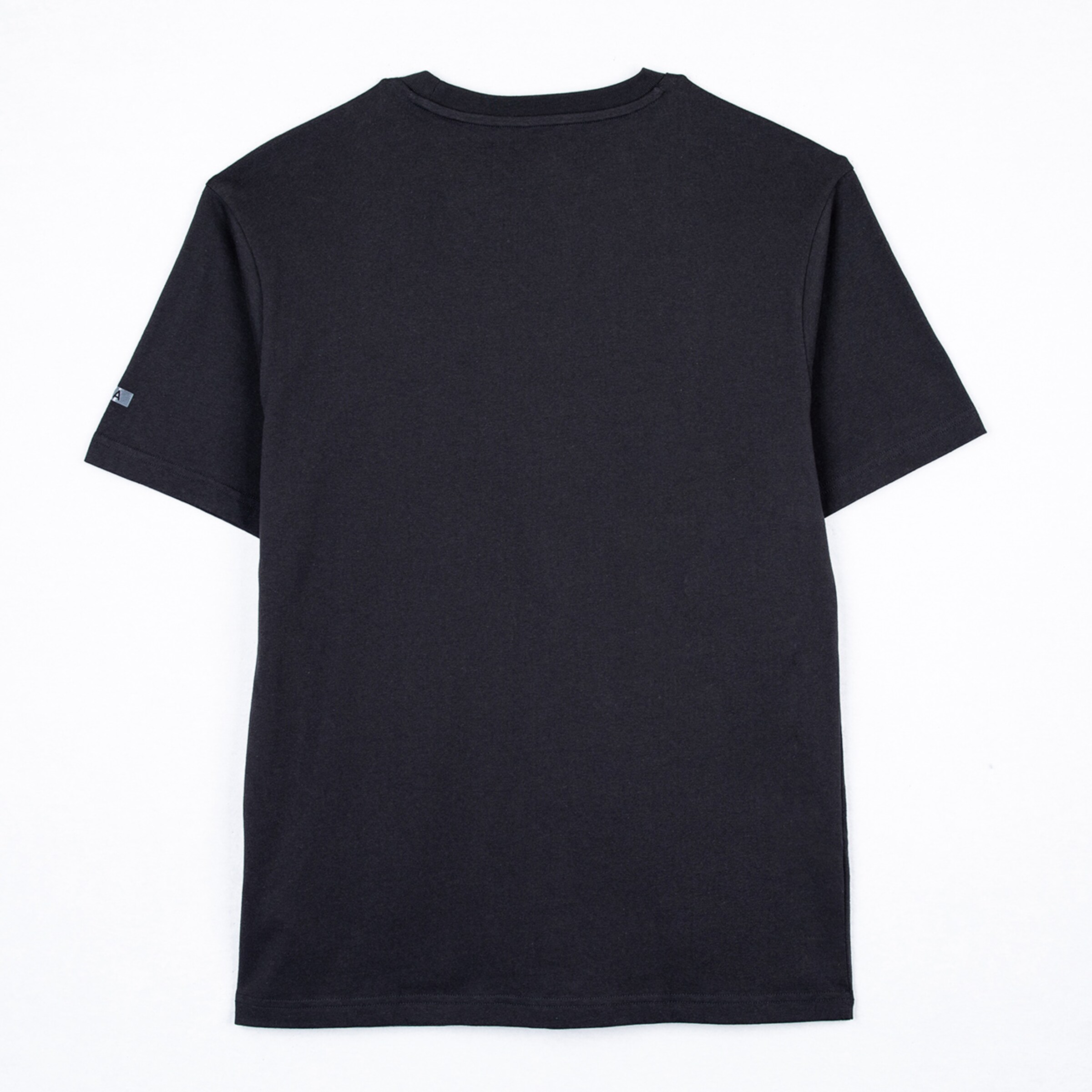 Black t-shirt back view with no print.