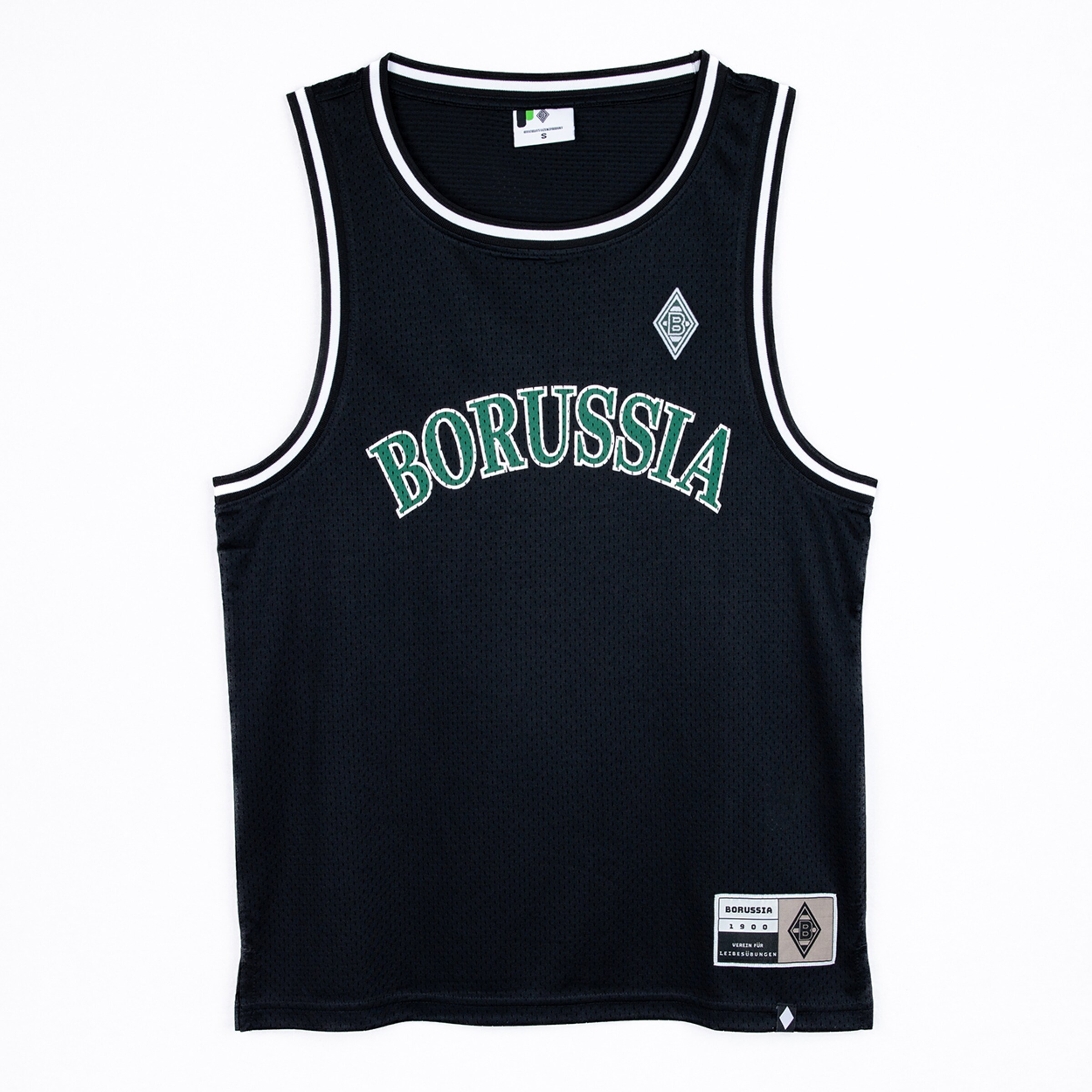 Schwarzes Trikot ohne Ärmel mit BORUSSIA-Aufschrift.