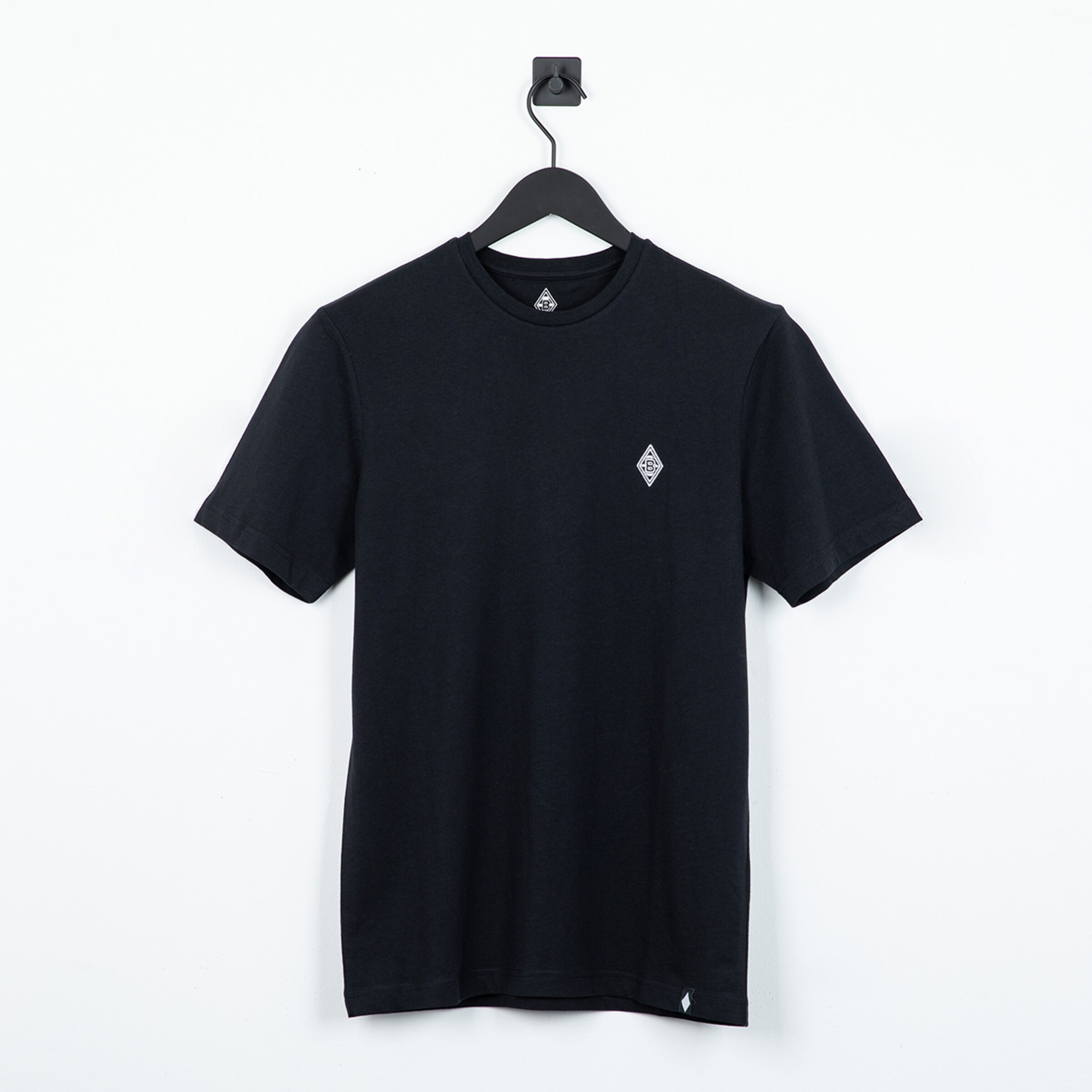 Black t-shirt with small Borussia Mönchengladbach logo on the chest.