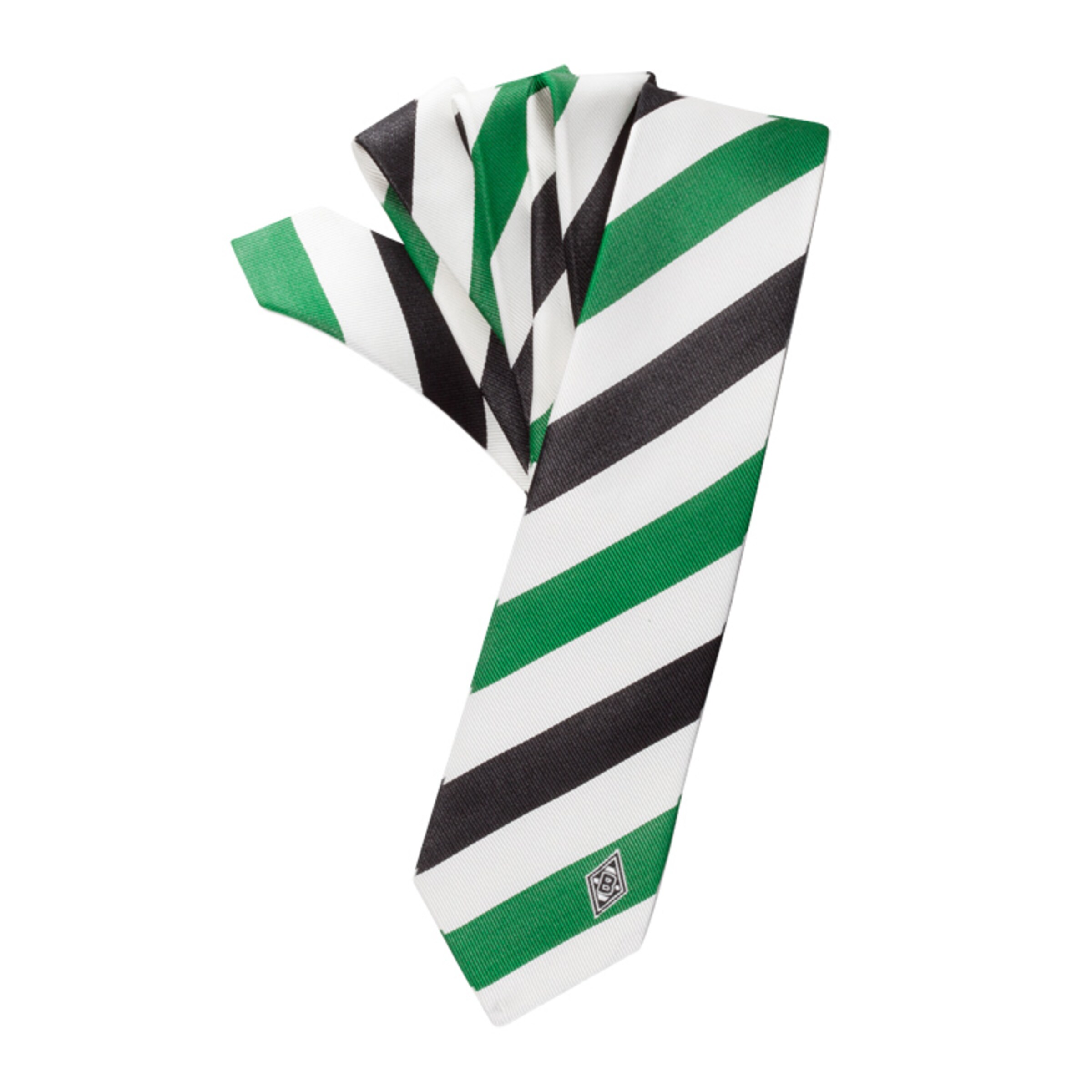 Schwarz-weiß-grüne gestreifte Krawatte mit Logo