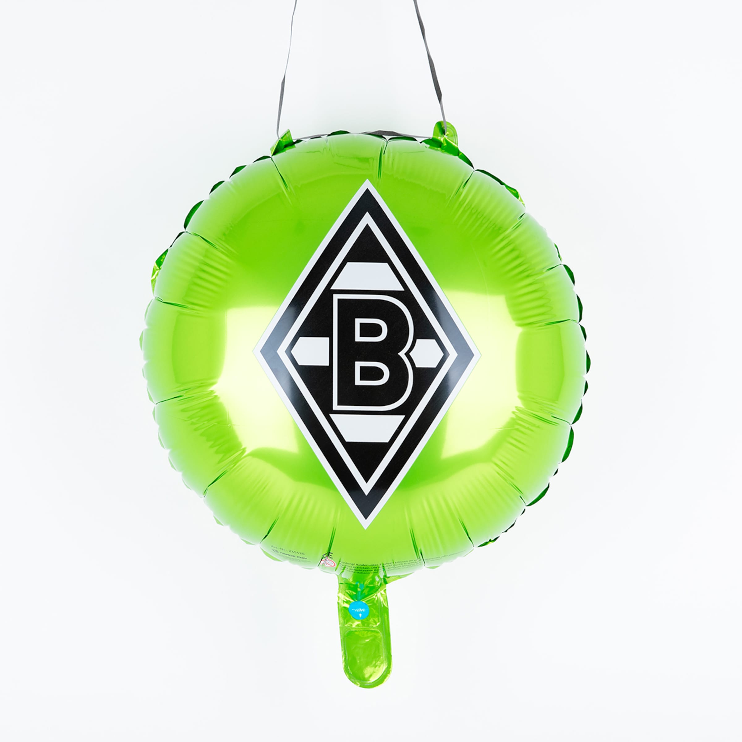 Zielballon in Form eines runden grünen Luftballons mit dem Borussia Mönchengladbach-Logo.