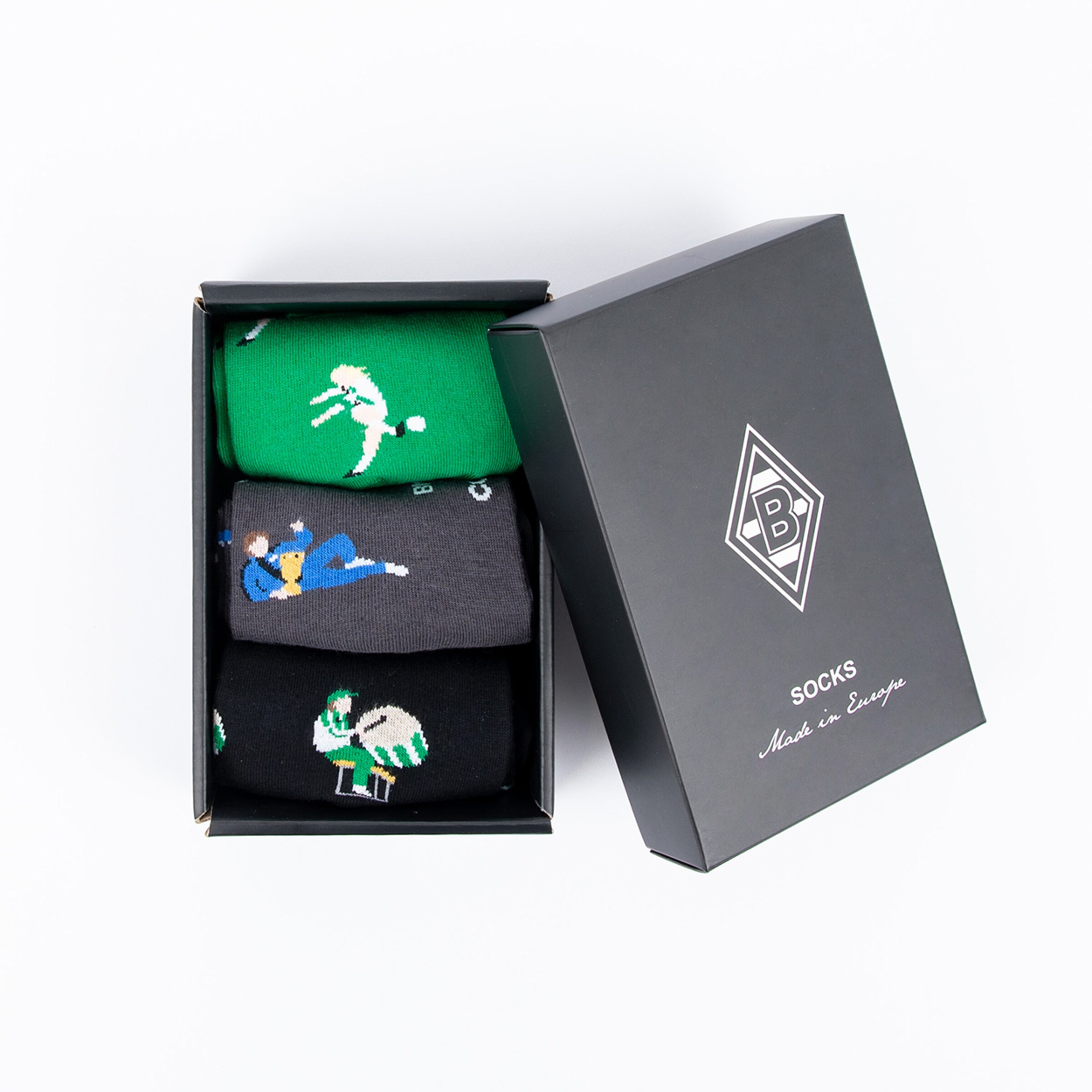 Sock set in a gift box featuring various fun designs