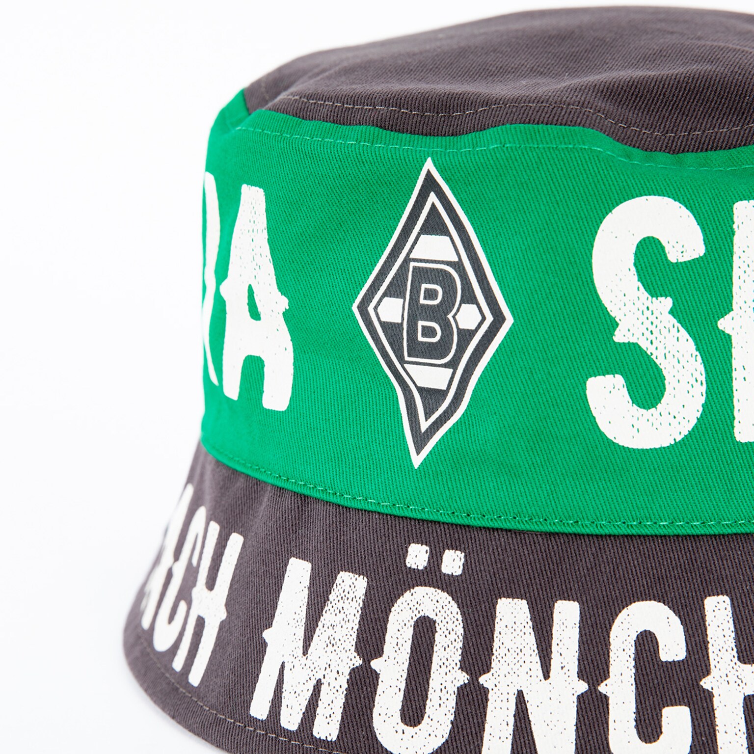 Cappello Reversibile Ufficiale Borussia Mönchengladbach, Unisex, Taglia Unica: Da Un Lato Nero/bianco/verde, Dall'altro Grigio Con Scritta, Articolo Da Collezione.