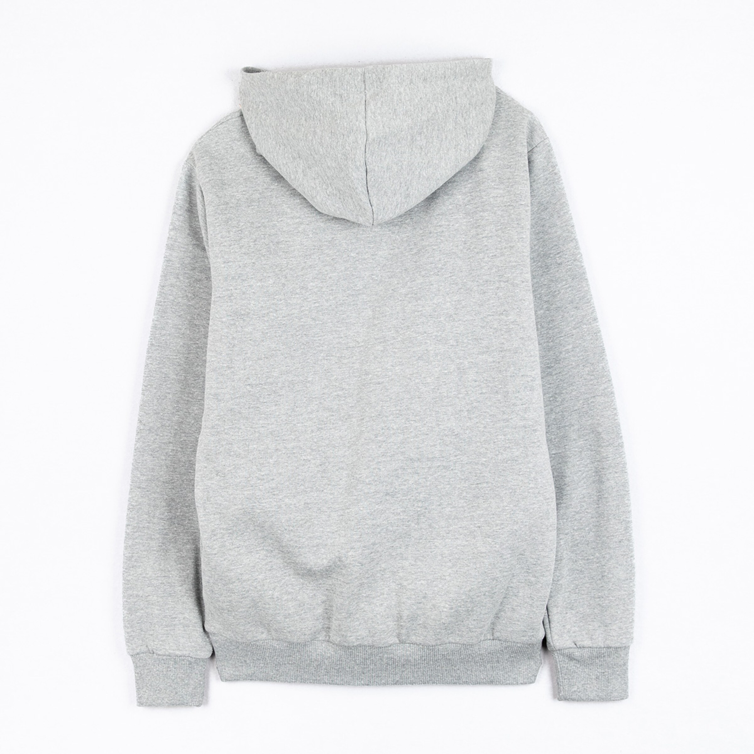 Grauer Kapuzenpullover Rückansicht