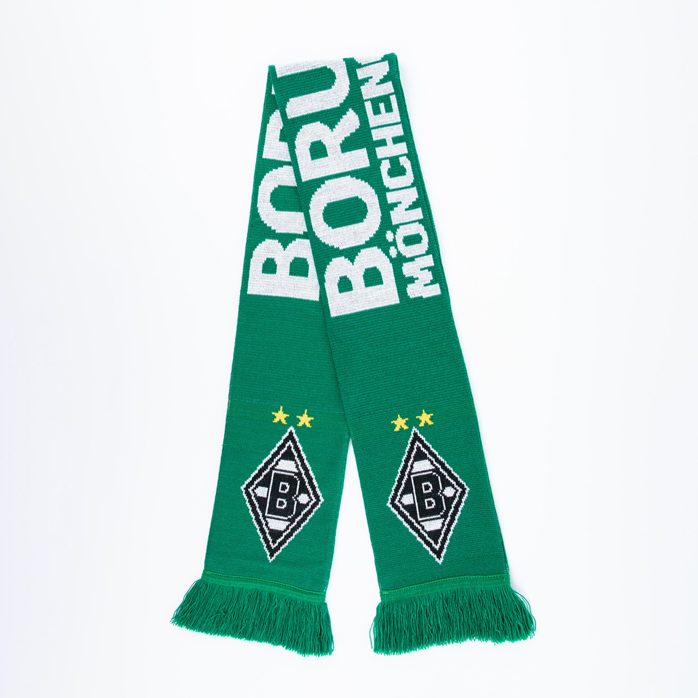 Grüner Schal mit dem Text BORUSSIA MÖNCHENGLADBACH und einem Wappen.