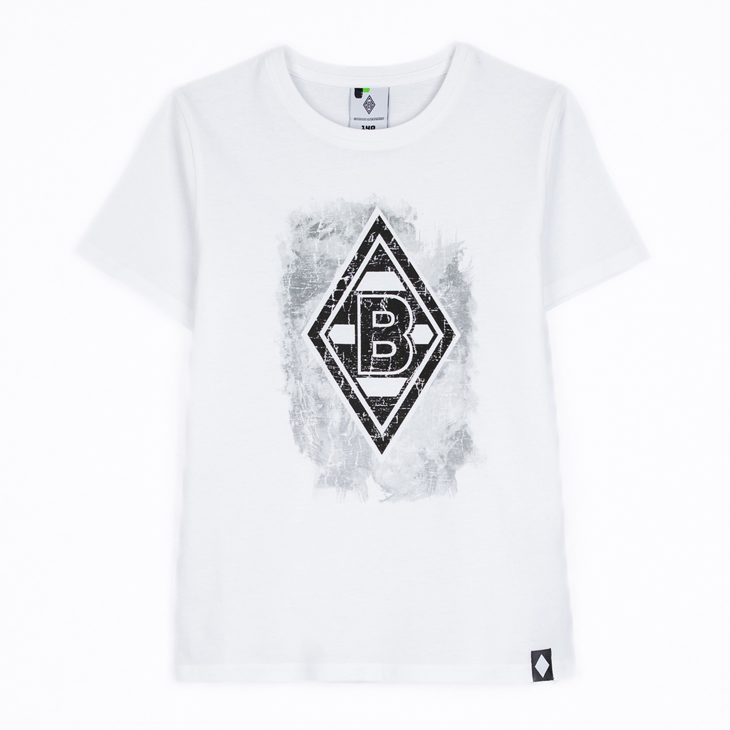 White t-shirt featuring a graphic Borussia Mönchengladbach logo in the center.