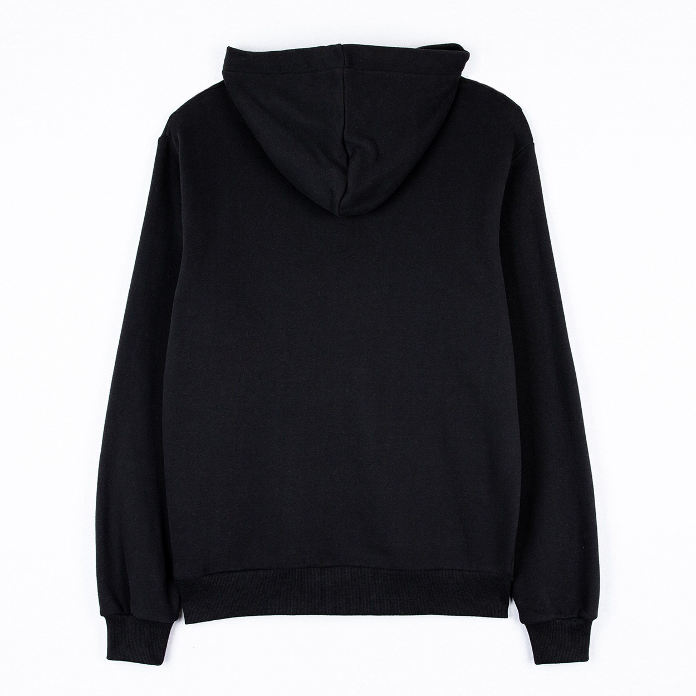 Schwarzer Kapuzenpullover Rückansicht