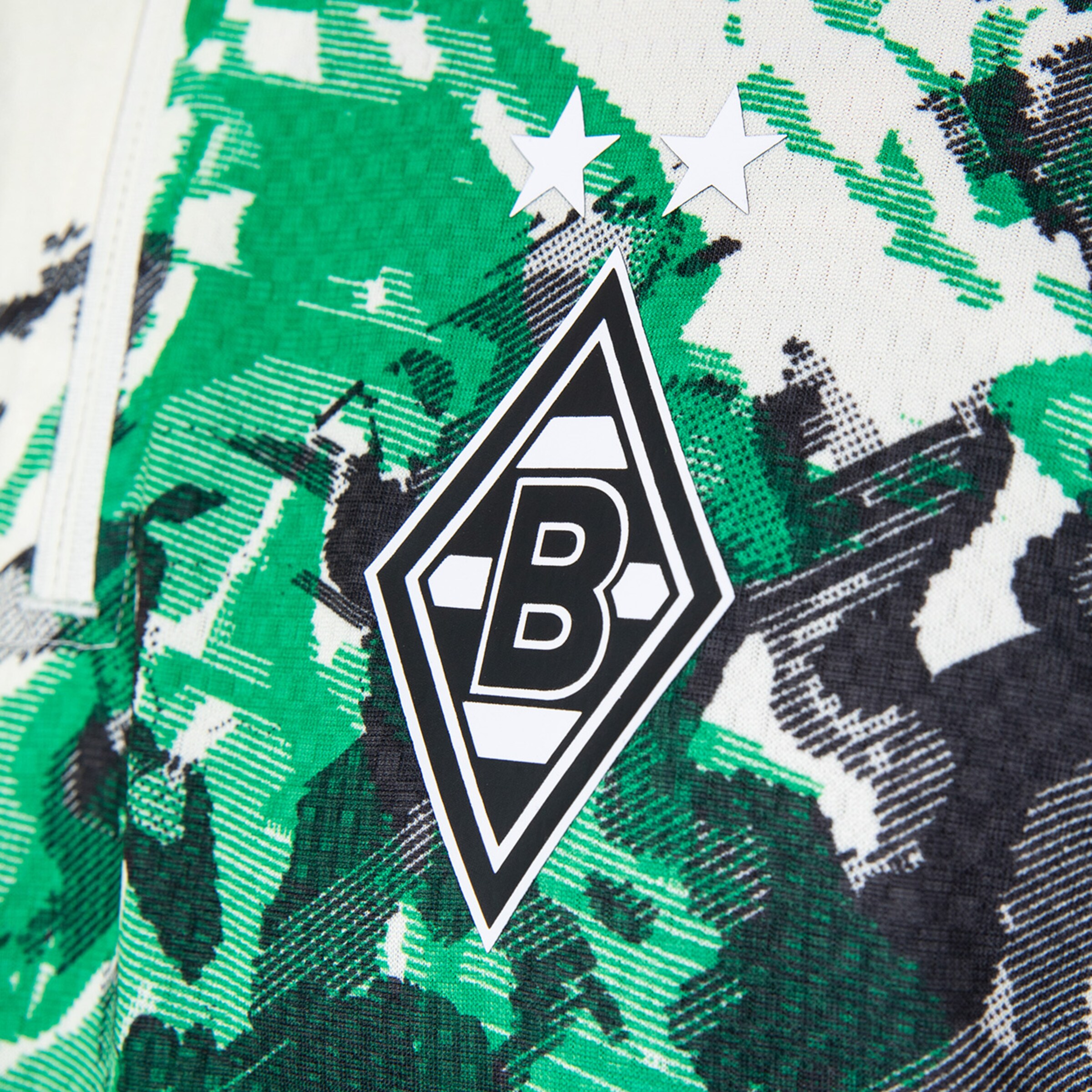 Das Wappen von Borussia Mönchengladbach mit zwei Sternen.