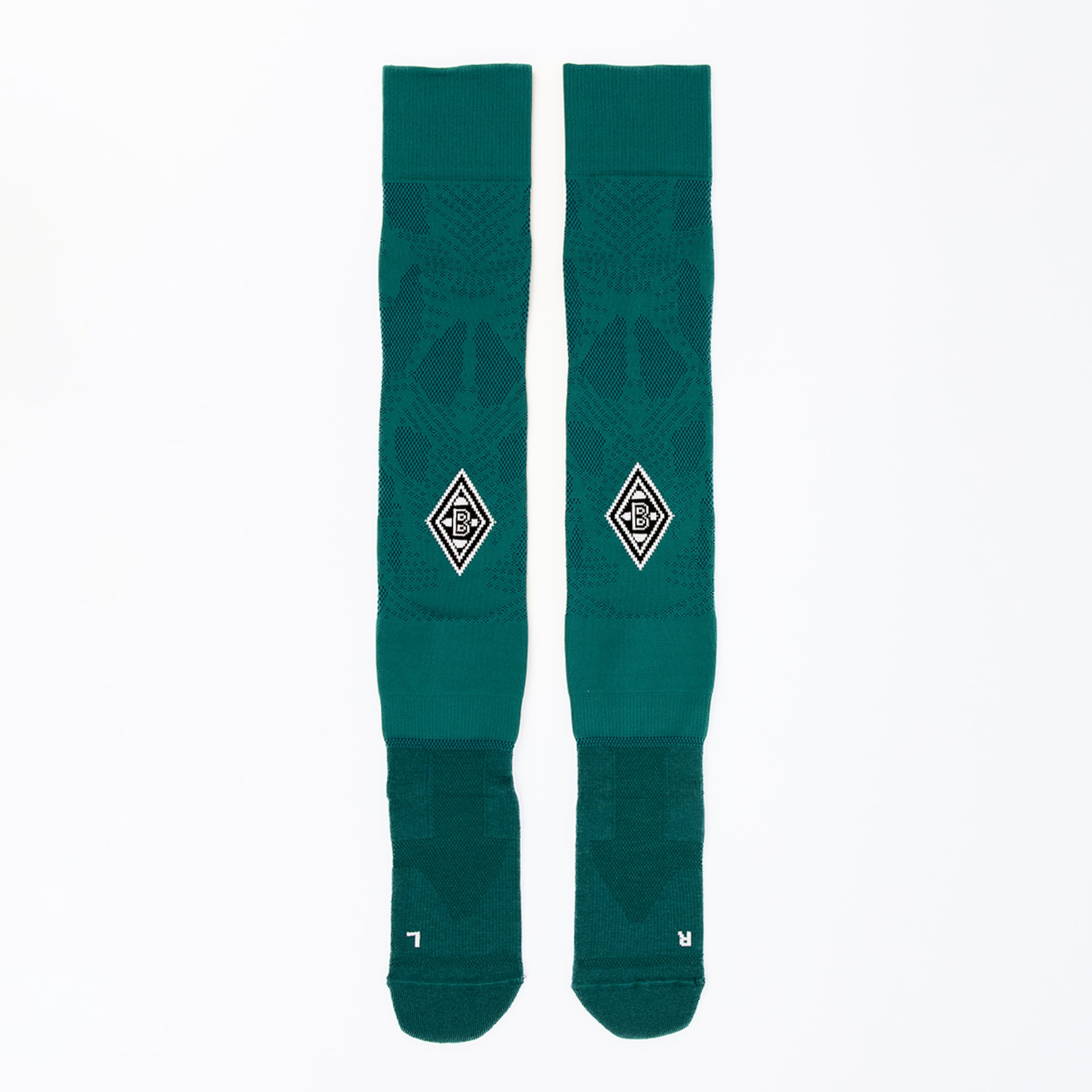Grüne Socken mit den Logos von Borussia Mönchengladbach