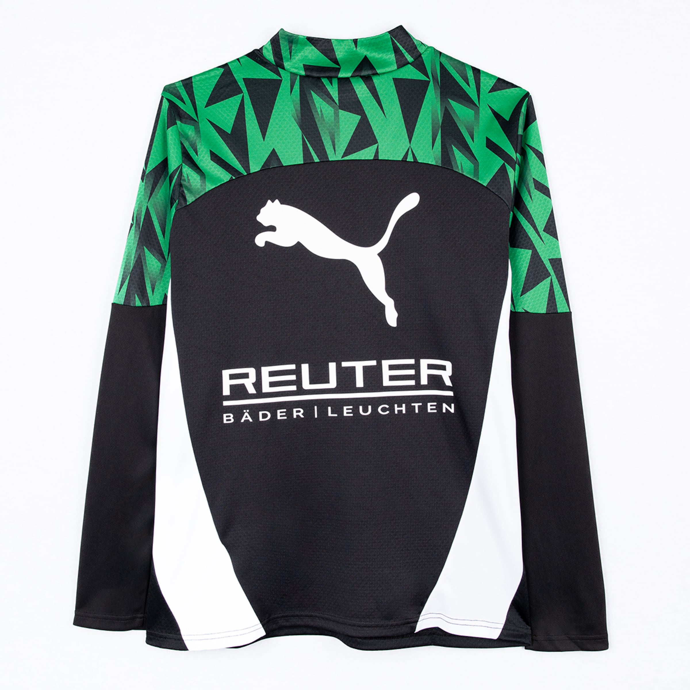 Black and green soccer jersey with Puma logo and REUTER text.