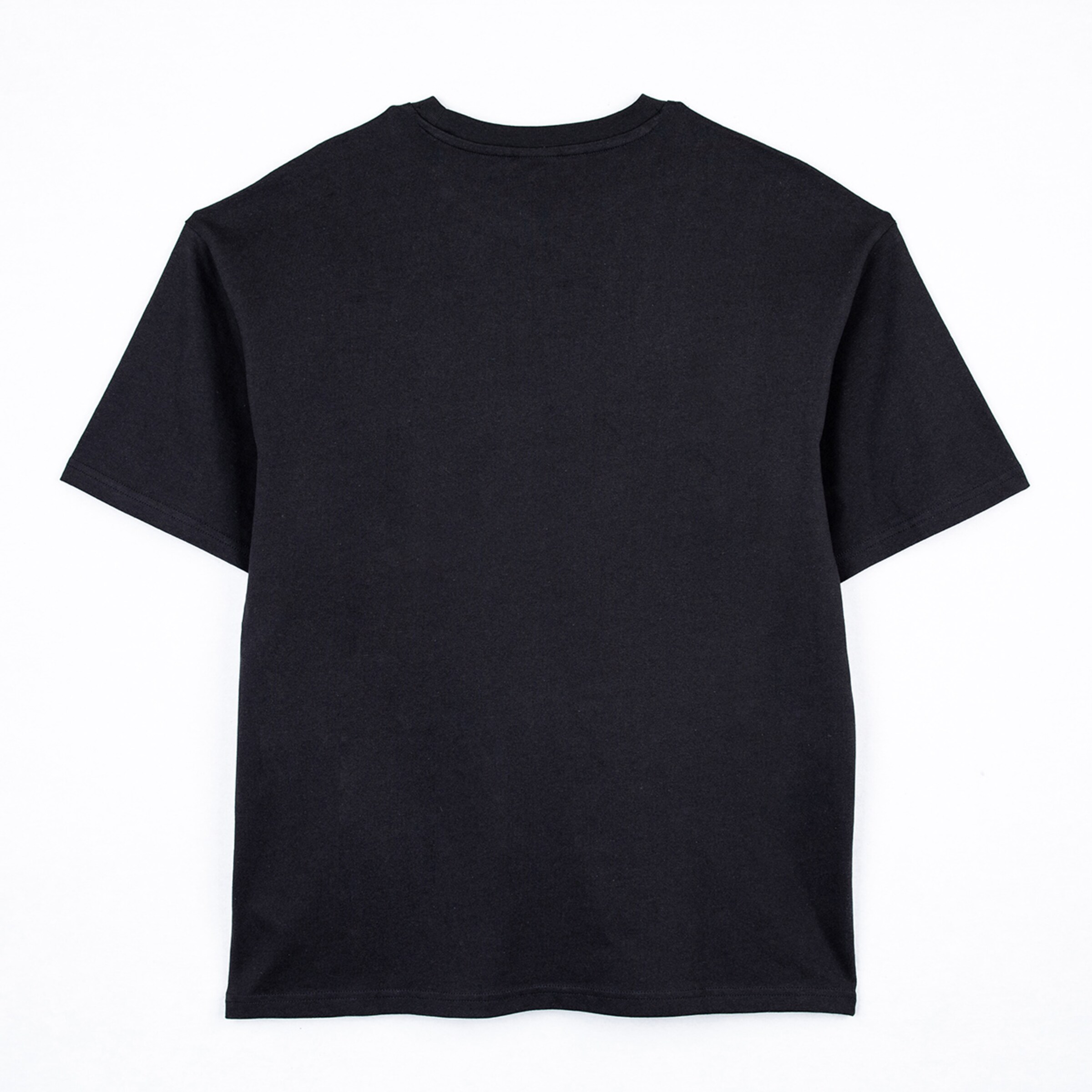 Black T-shirt back view plain without prints.