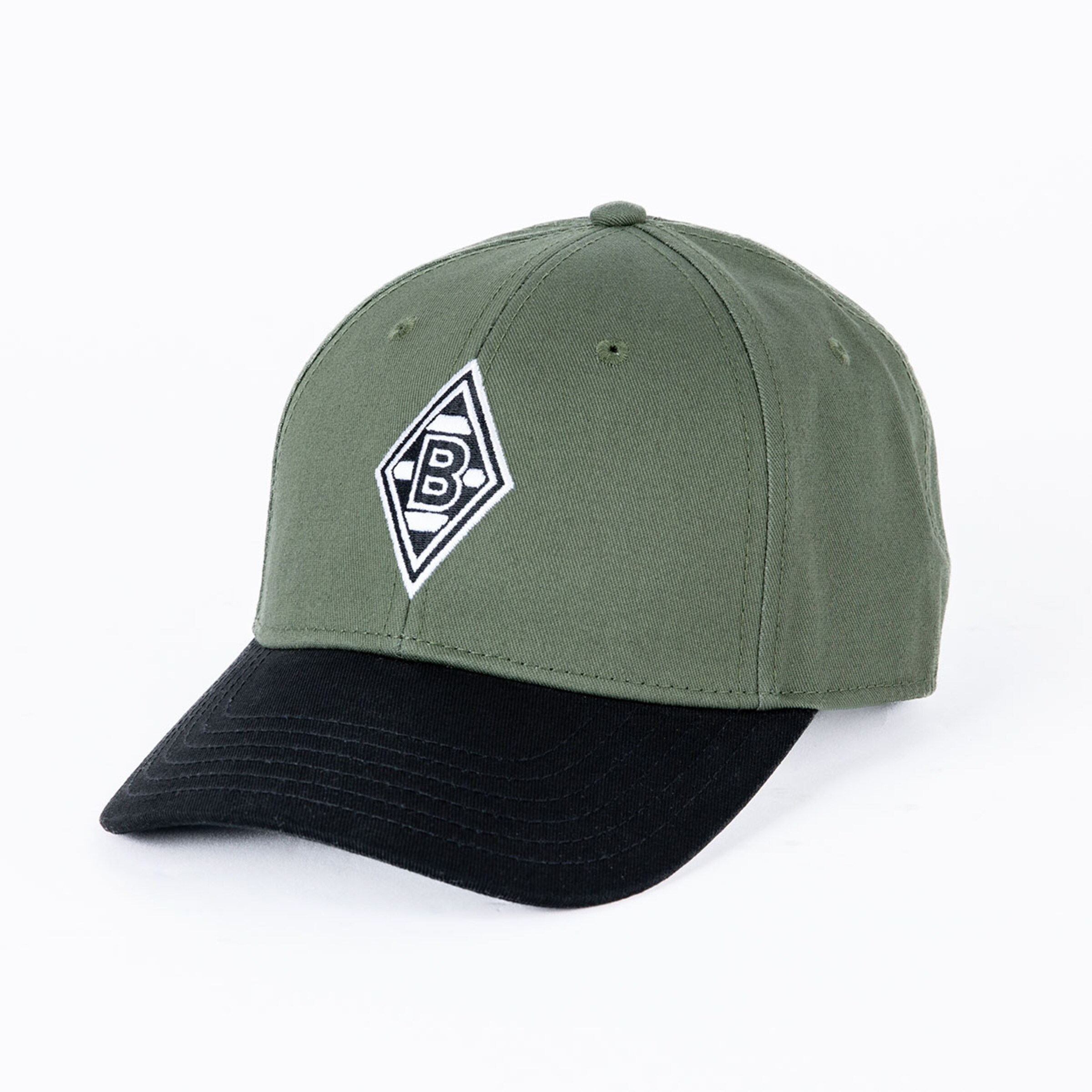 Cap in olivgrün mit schwarzem Schirm und Borussia Mönchengladbach-Logo.