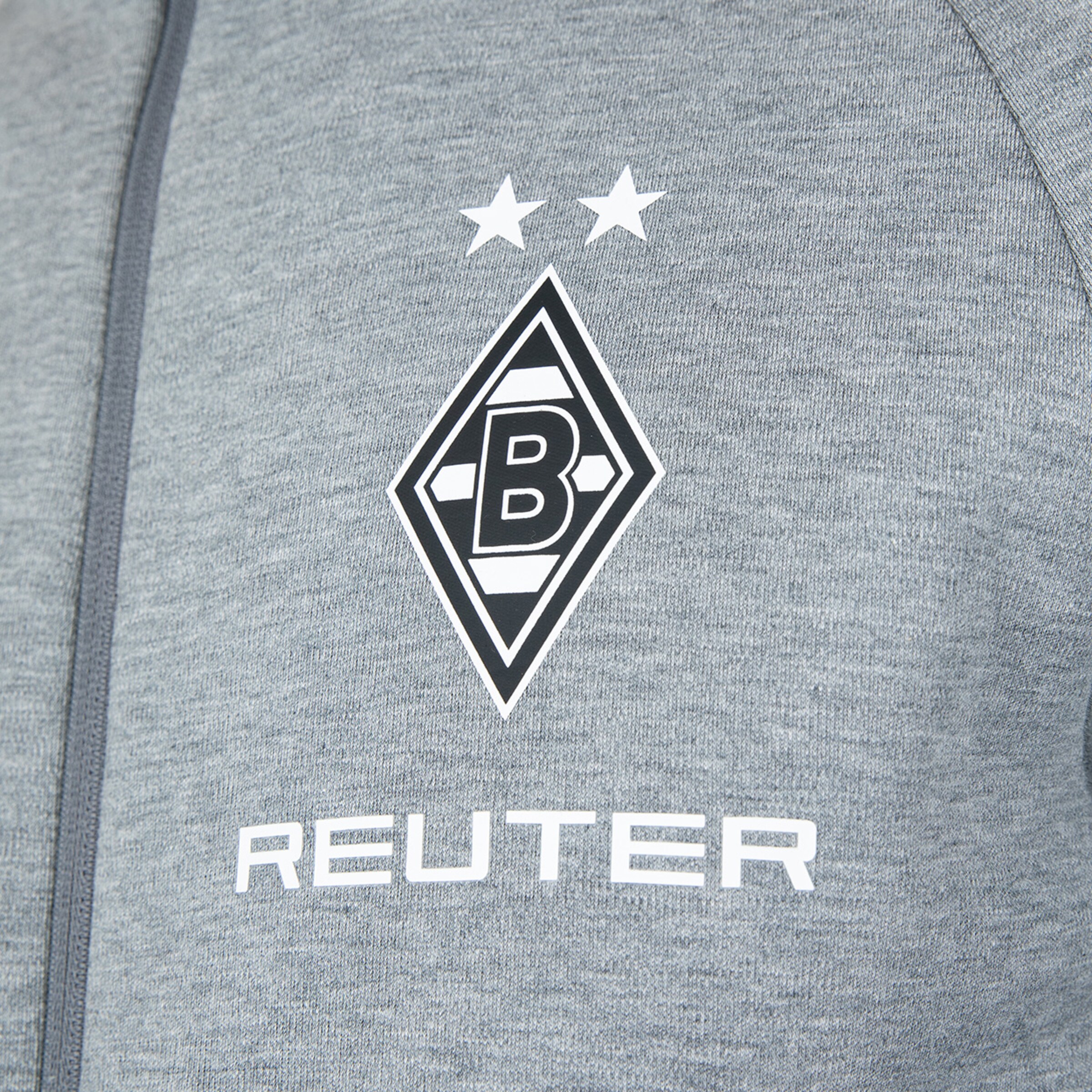 Graue Jacke mit Borussia Mönchengladbach Logo und dem Namen REUTER.