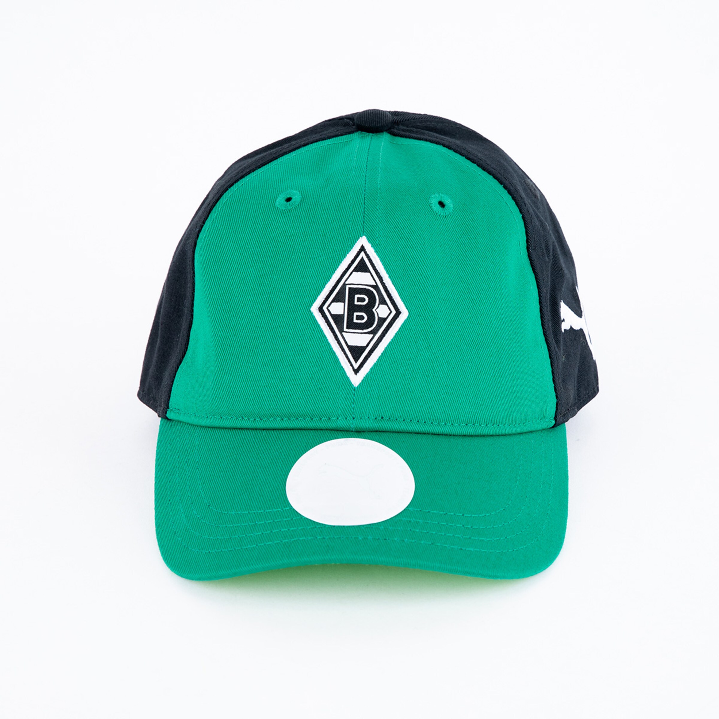 Grüne Baseballcap mit schwarzem Schirm und Borussia Mönchengladbach Logo.