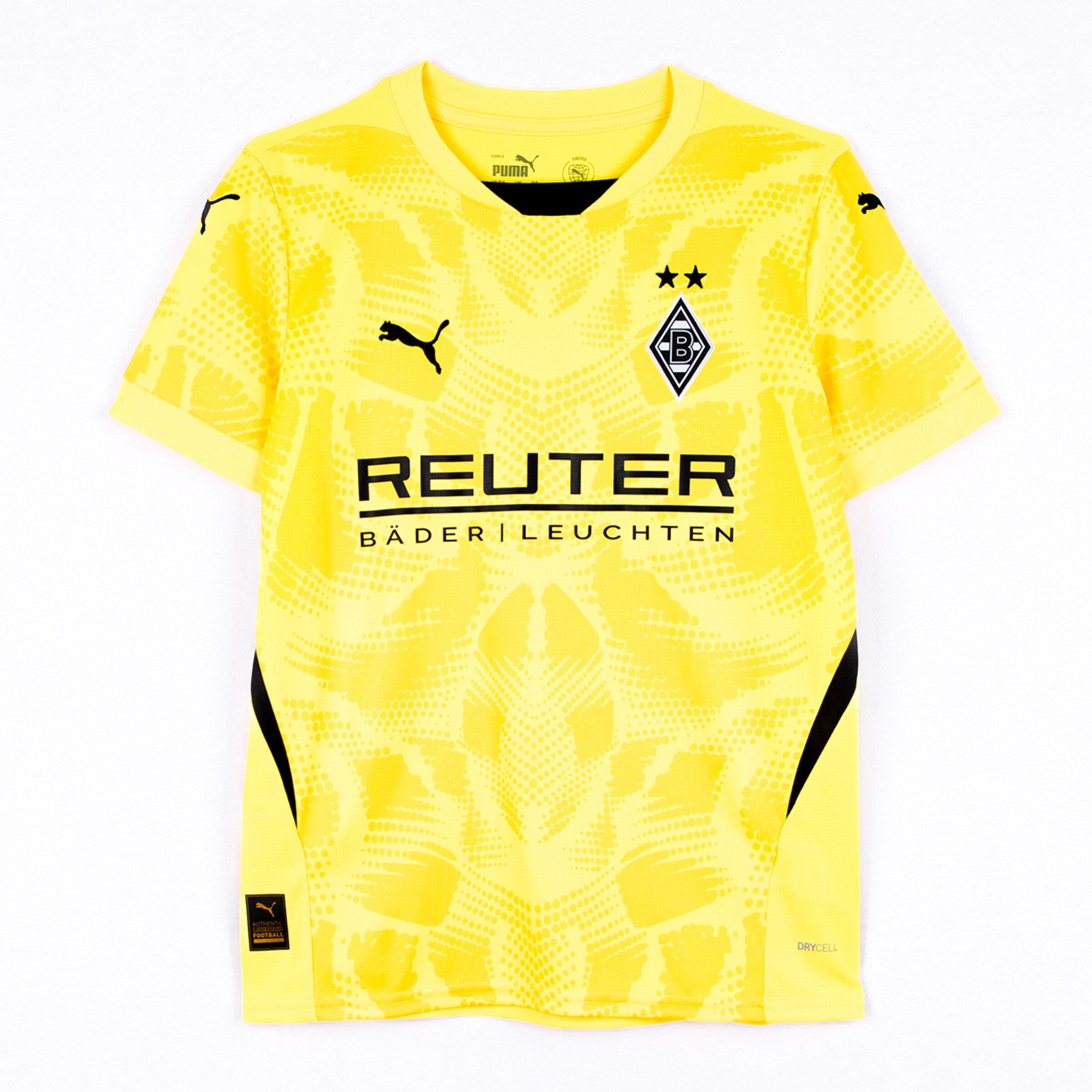 Gelbes Trikot von Borussia Mönchengladbach mit Reuter-Logo und Puma-Branding.