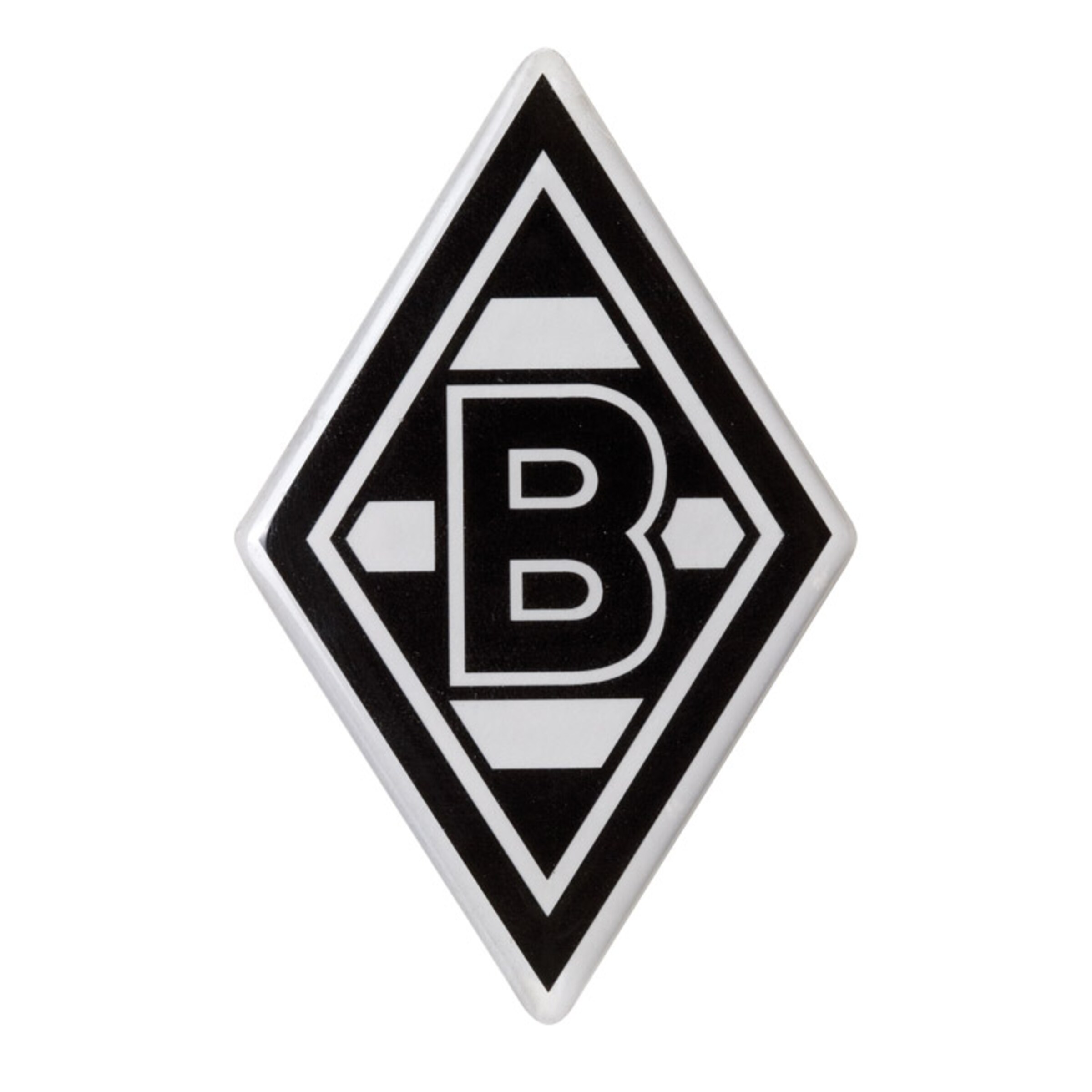 Logo von Borussia Mönchengladbach in Diamantform mit einem B.